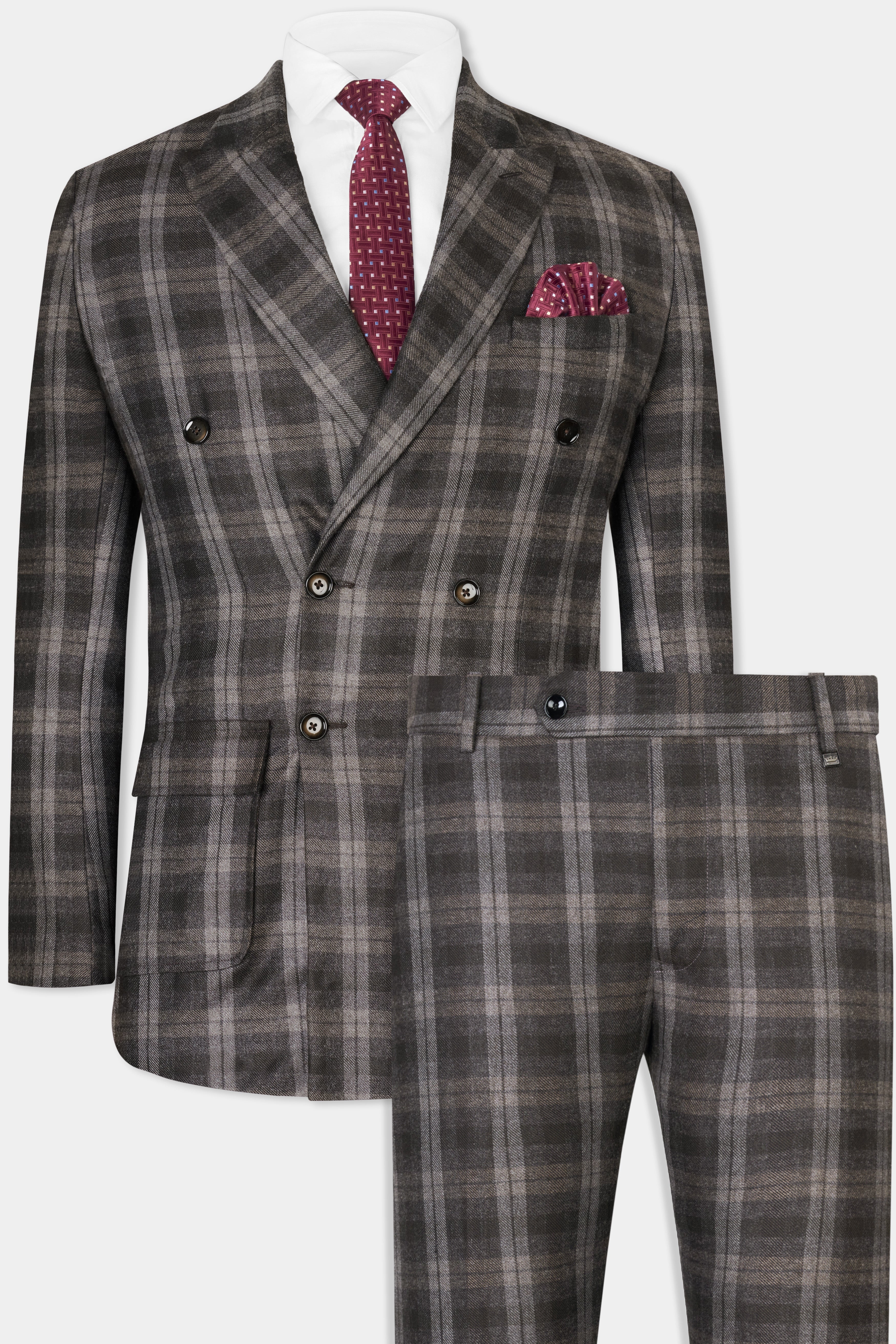 Dorado Brown Plaid Tweed Double-Breasted Suit ST2842-DB-PP-D74-36,ST2842-DB-PP-D74-38,ST2842-DB-PP-D74-40,ST2842-DB-PP-D74-42,ST2842-DB-PP-D74-44,ST2842-DB-PP-D74-46,ST2842-DB-PP-D74-48,ST2842-DB-PP-D74-50,ST2842-DB-PP-D74-52,ST2842-DB-PP-D74-54,ST2842-DB-PP-D74-56,ST2842-DB-PP-D74-58,ST2842-DB-PP-D74-60