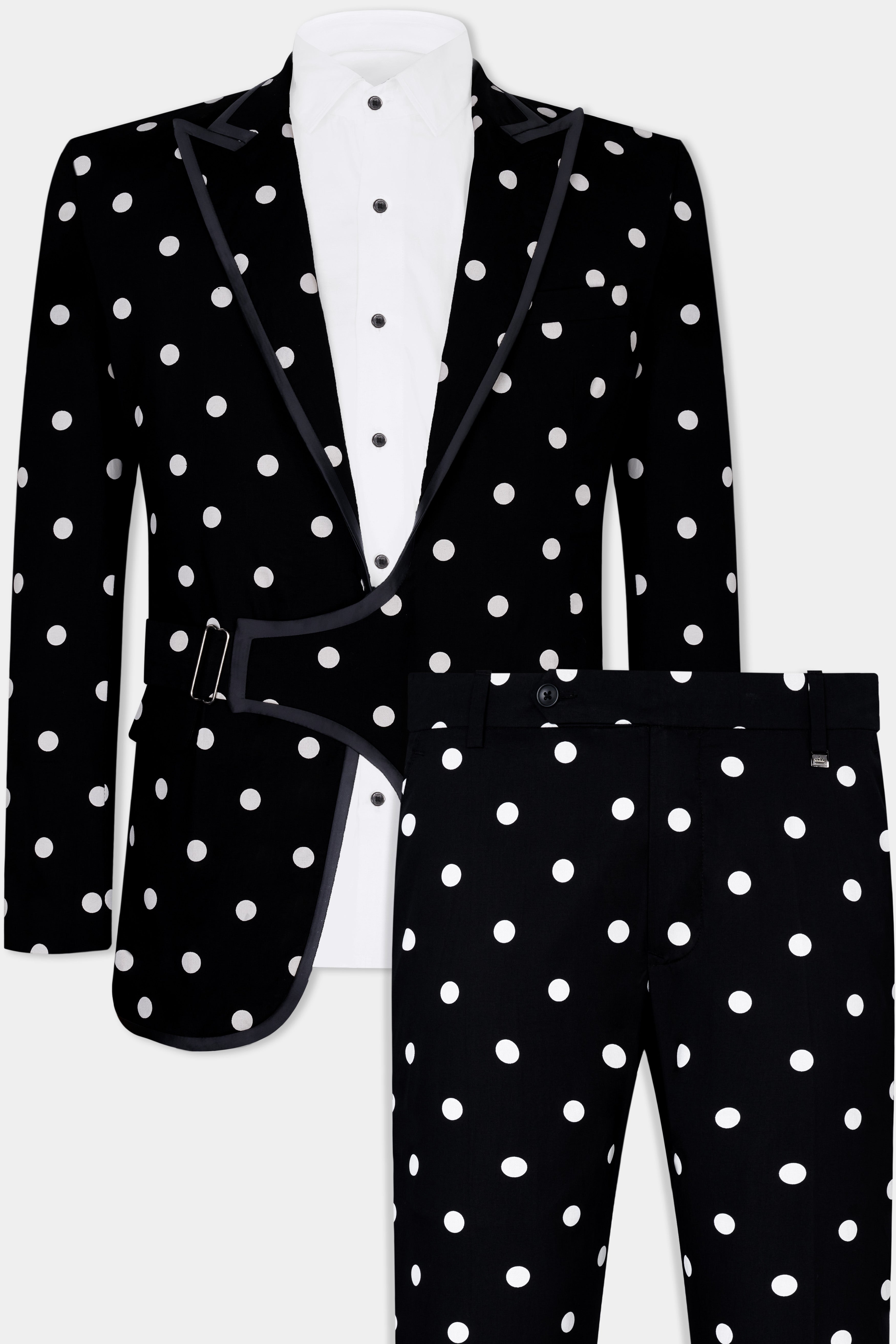Jade Black with White Polka Dotted Premium Cotton Designer Suit ST2845-SBP-D442-36,ST2845-SBP-D442-38,ST2845-SBP-D442-40,ST2845-SBP-D442-42,ST2845-SBP-D442-44,ST2845-SBP-D442-46,ST2845-SBP-D442-48,ST2845-SBP-D442-50,ST2845-SBP-D442-52,ST2845-SBP-D442-54,ST2845-SBP-D442-56,ST2845-SBP-D442-58,ST2845-SBP-D442-60