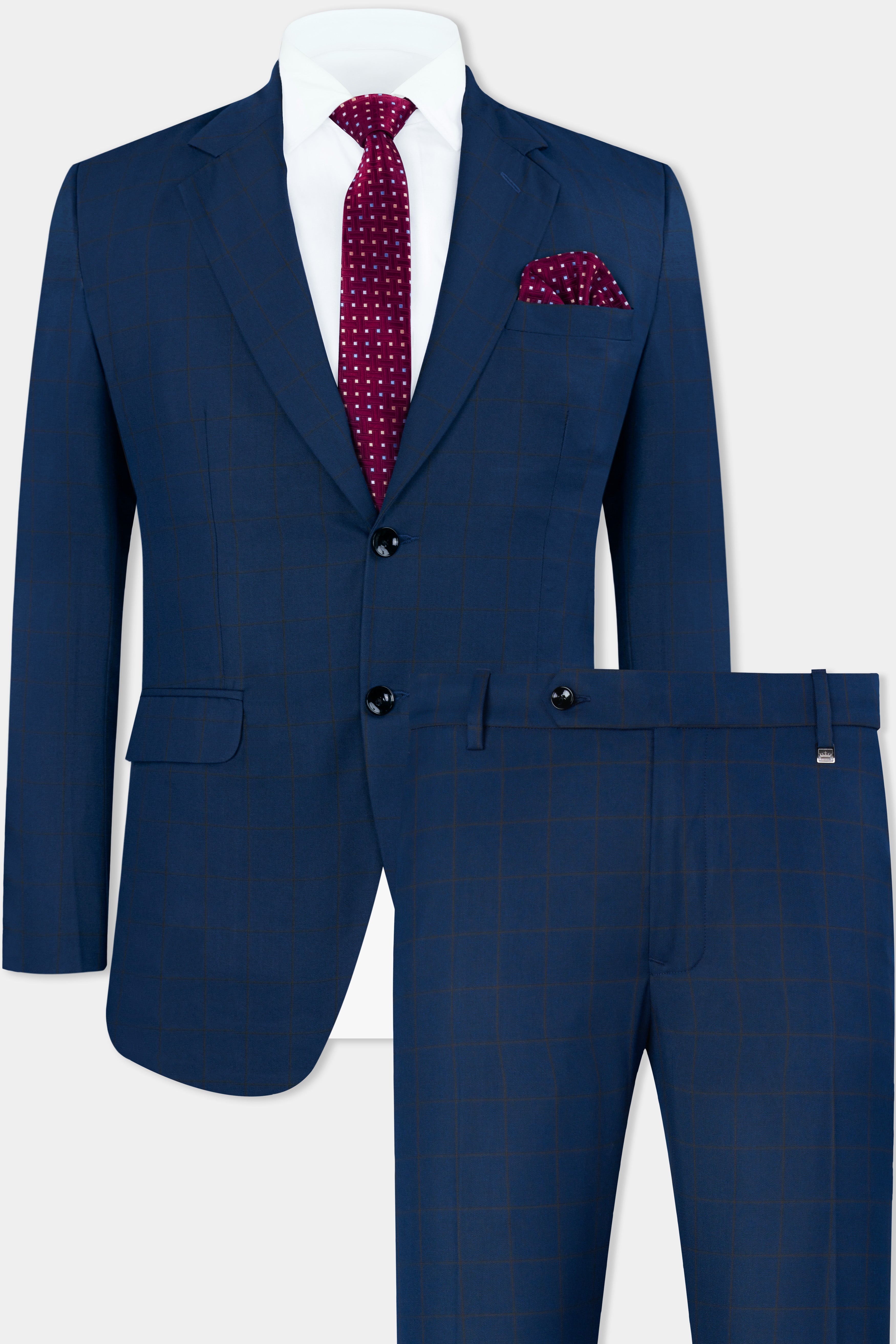 Tangaroa Blue and Subtle Black Checkered Wool Rich Suit ST2871-SB-36,ST2871-SB-38,ST2871-SB-40,ST2871-SB-42,ST2871-SB-44,ST2871-SB-46,ST2871-SB-48,ST2871-SB-50,ST2871-SB-52,ST2871-SB-54,ST2871-SB-56,ST2871-SB-58,ST2871-SB-60