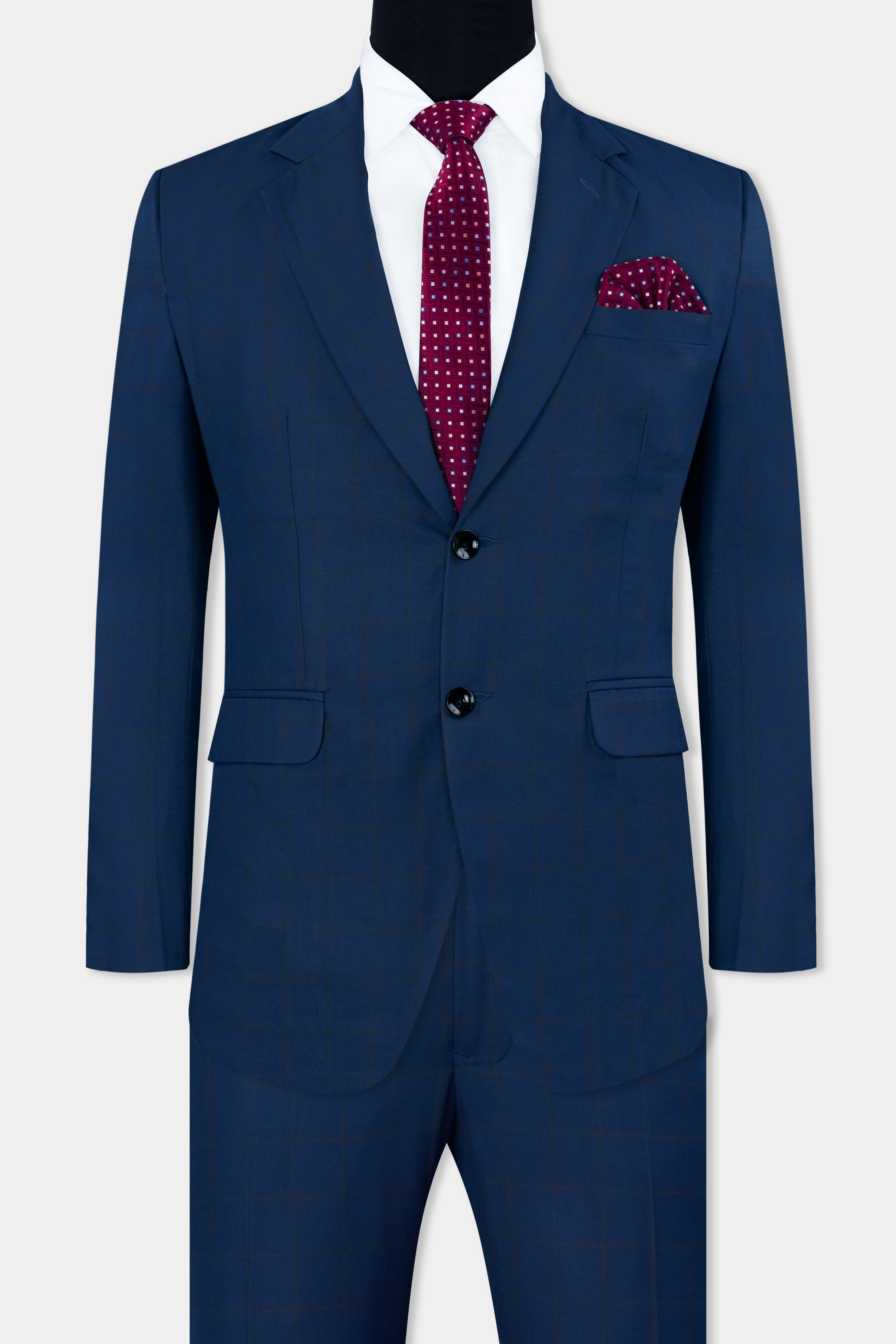 Tangaroa Blue and Subtle Black Checkered Wool Rich Suit ST2871-SB-36,ST2871-SB-38,ST2871-SB-40,ST2871-SB-42,ST2871-SB-44,ST2871-SB-46,ST2871-SB-48,ST2871-SB-50,ST2871-SB-52,ST2871-SB-54,ST2871-SB-56,ST2871-SB-58,ST2871-SB-60