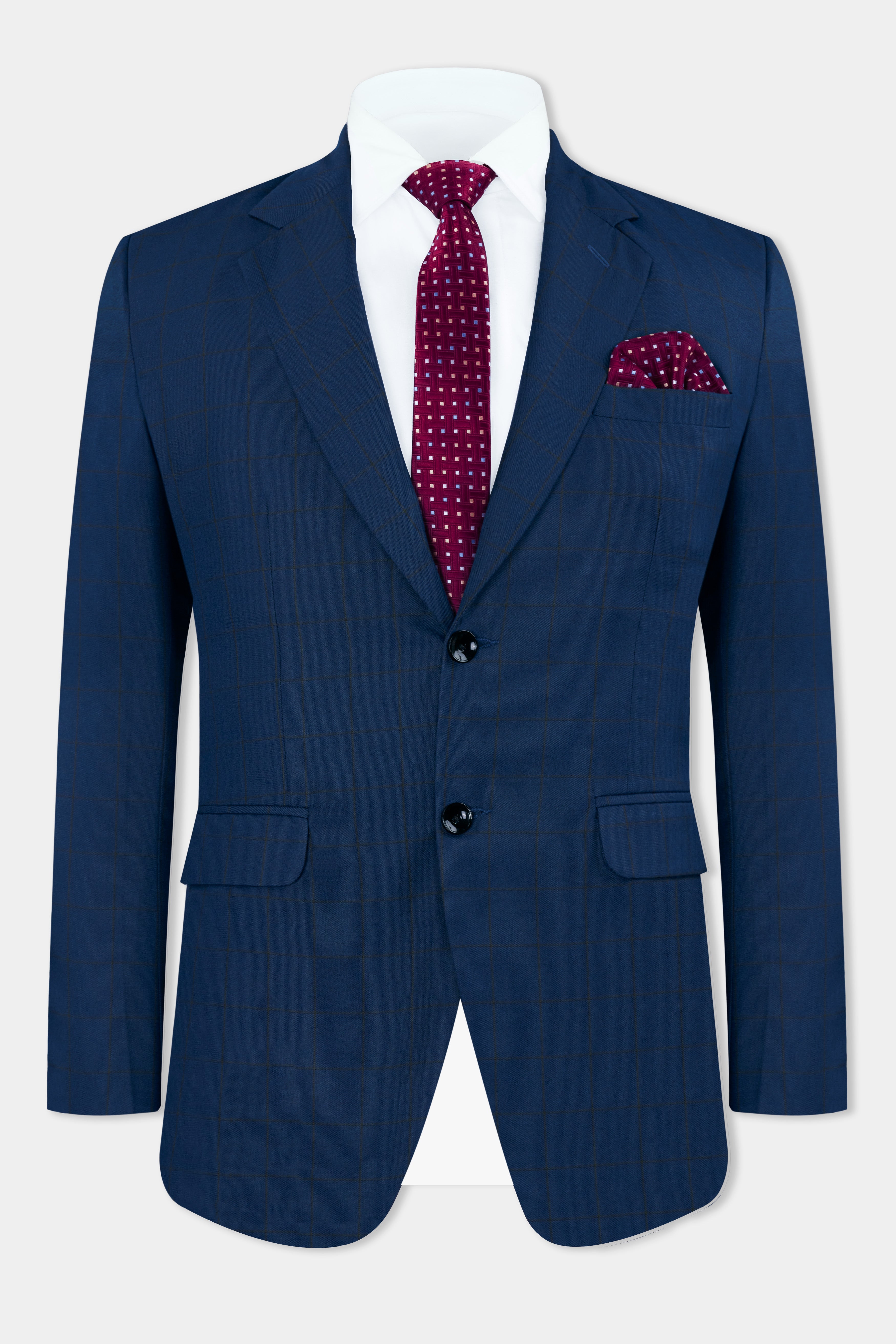 Tangaroa Blue and Subtle Black Checkered Wool Rich Suit ST2871-SB-36,ST2871-SB-38,ST2871-SB-40,ST2871-SB-42,ST2871-SB-44,ST2871-SB-46,ST2871-SB-48,ST2871-SB-50,ST2871-SB-52,ST2871-SB-54,ST2871-SB-56,ST2871-SB-58,ST2871-SB-60