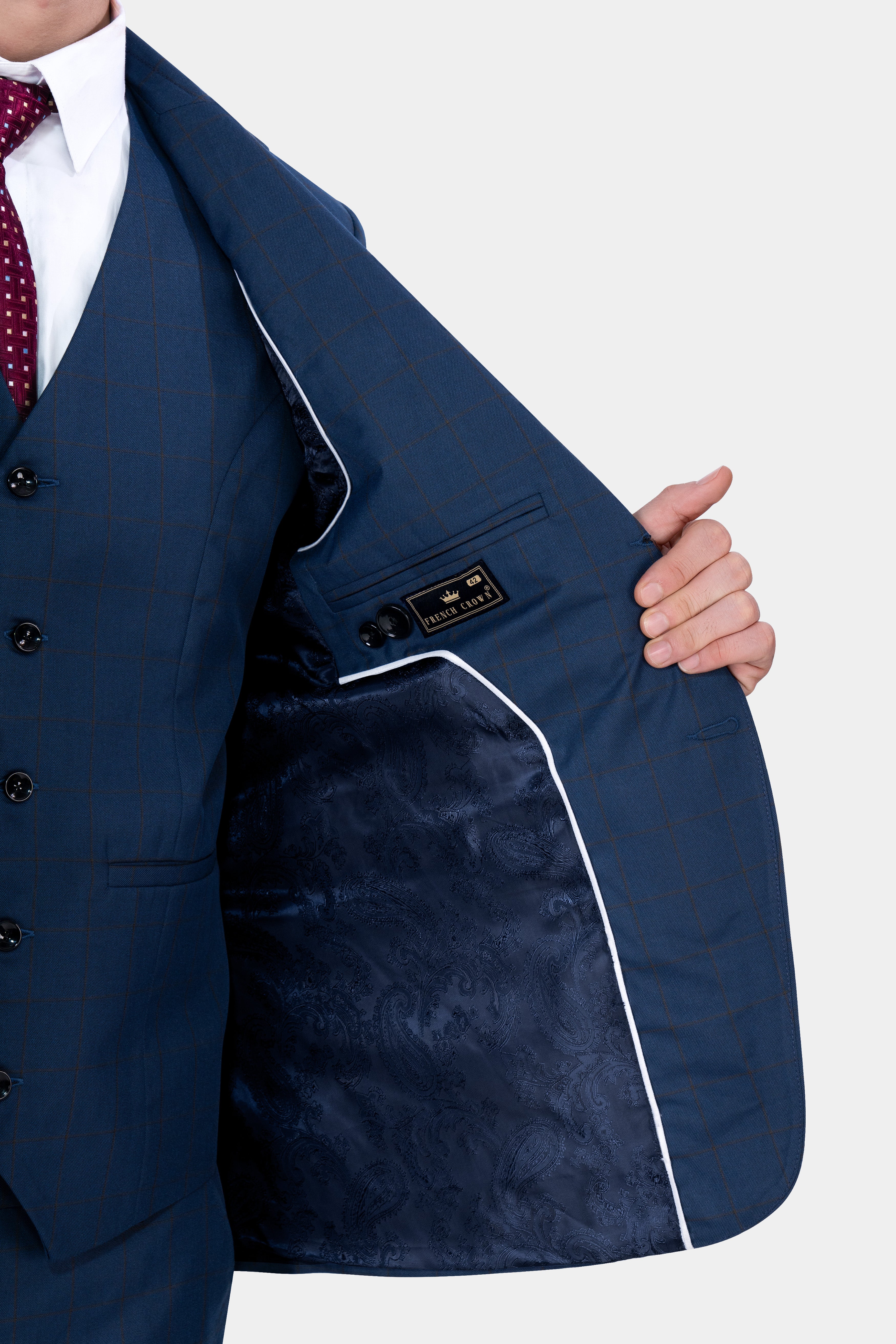 Tangaroa Blue and Subtle Black Checkered Wool Rich Suit ST2871-SB-36,ST2871-SB-38,ST2871-SB-40,ST2871-SB-42,ST2871-SB-44,ST2871-SB-46,ST2871-SB-48,ST2871-SB-50,ST2871-SB-52,ST2871-SB-54,ST2871-SB-56,ST2871-SB-58,ST2871-SB-60