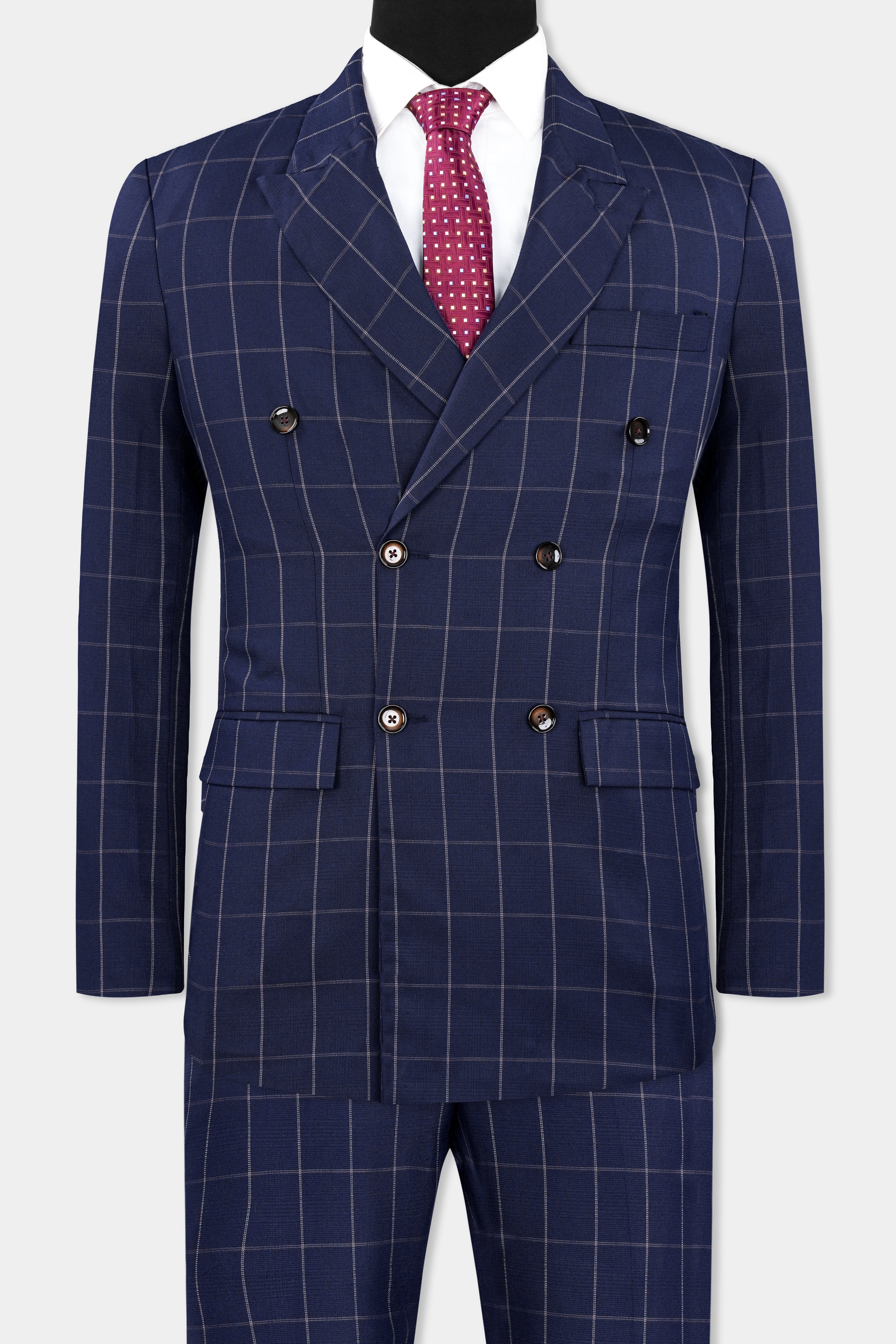 Admiral Blue Windowpane Wool Rich Double Breasted Suit ST2904-DB-36,ST2904-DB-38,ST2904-DB-40,ST2904-DB-42,ST2904-DB-44,ST2904-DB-46,ST2904-DB-48,ST2904-DB-50,ST2904-DB-52,ST2904-DB-54,ST2904-DB-56,ST2904-DB-58,ST2904-DB-60