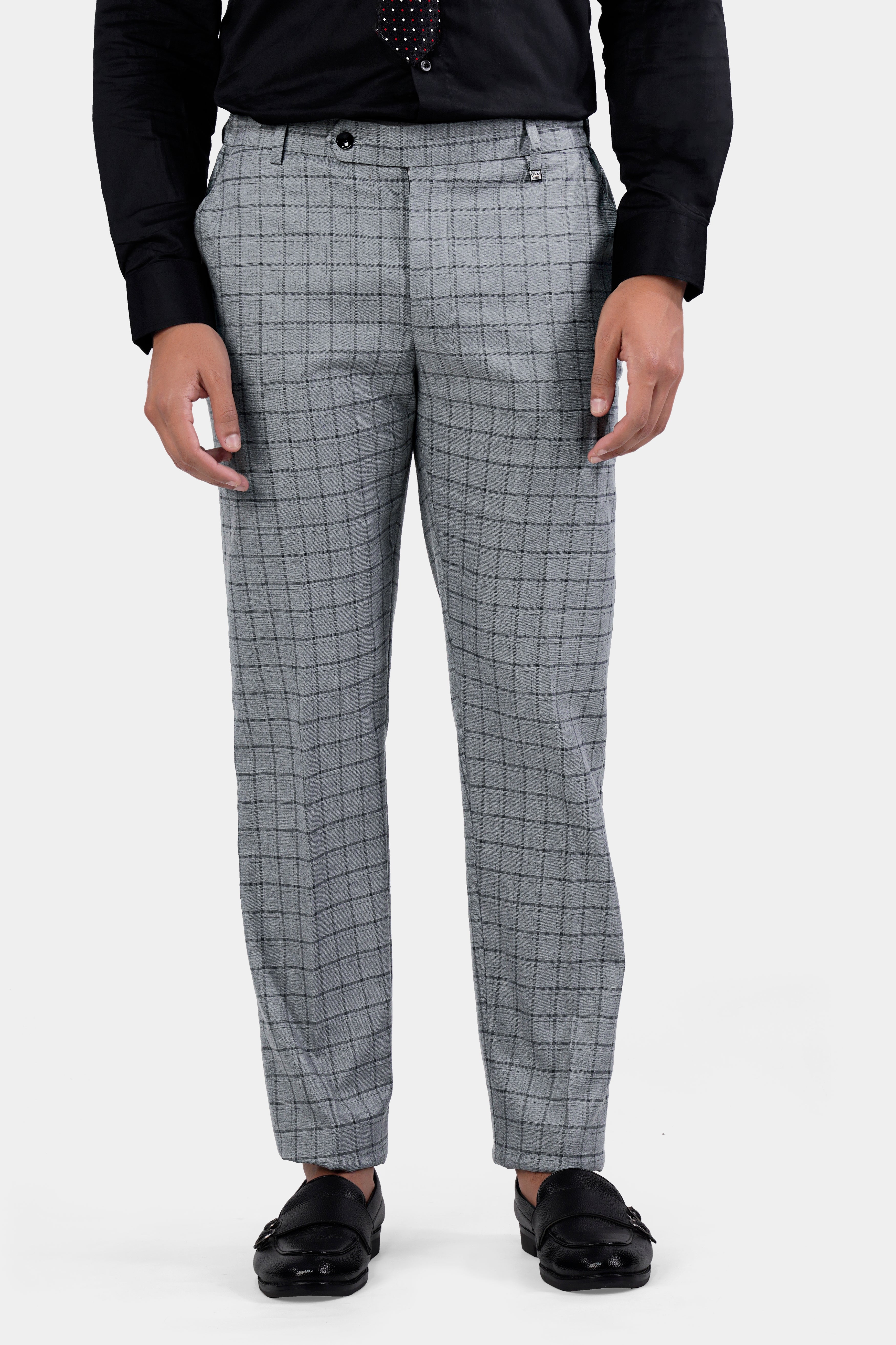 Boulder Gray Checkered Wool Rich Double Breasted Suit