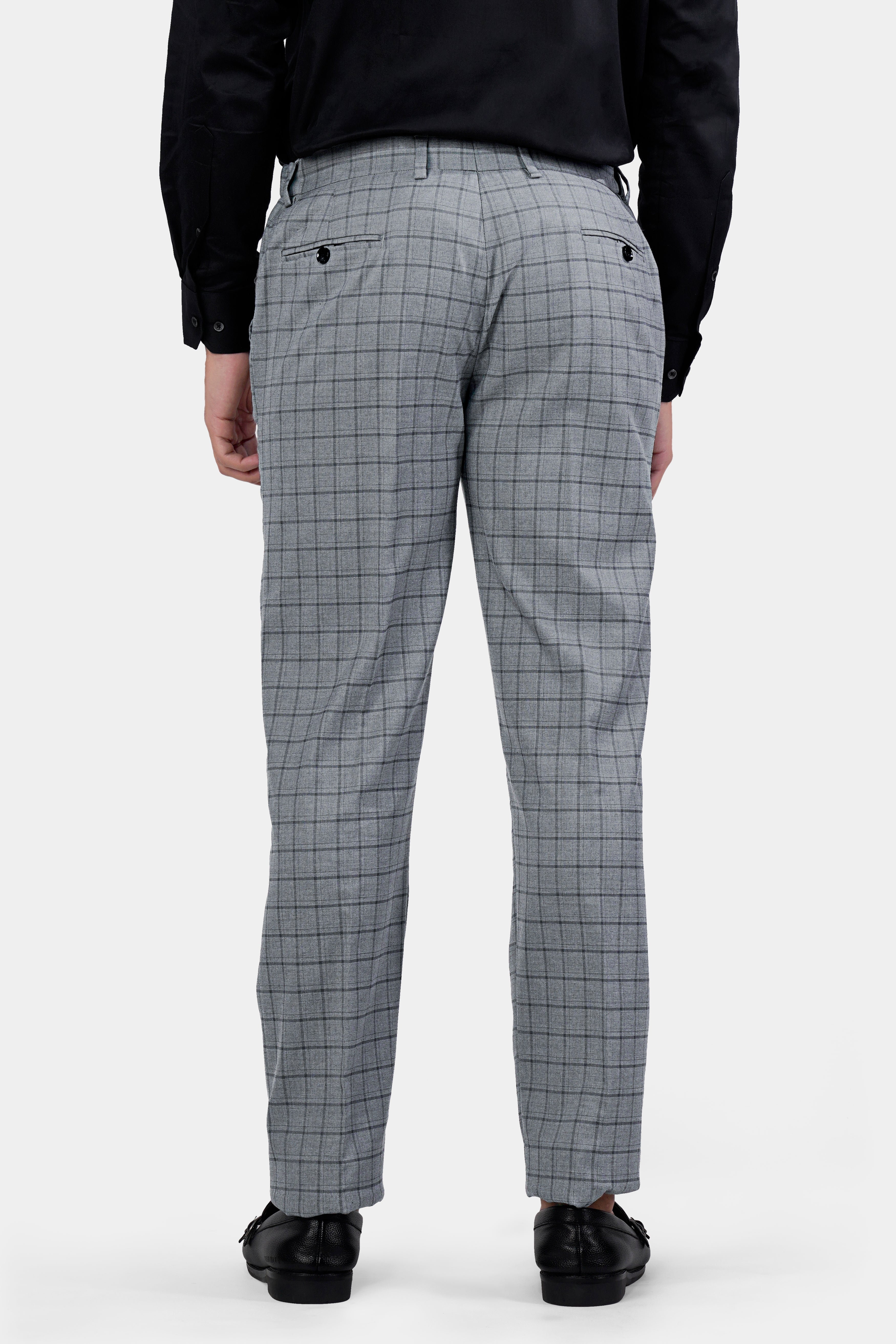 Boulder Gray Checkered Wool Rich Double Breasted Suit