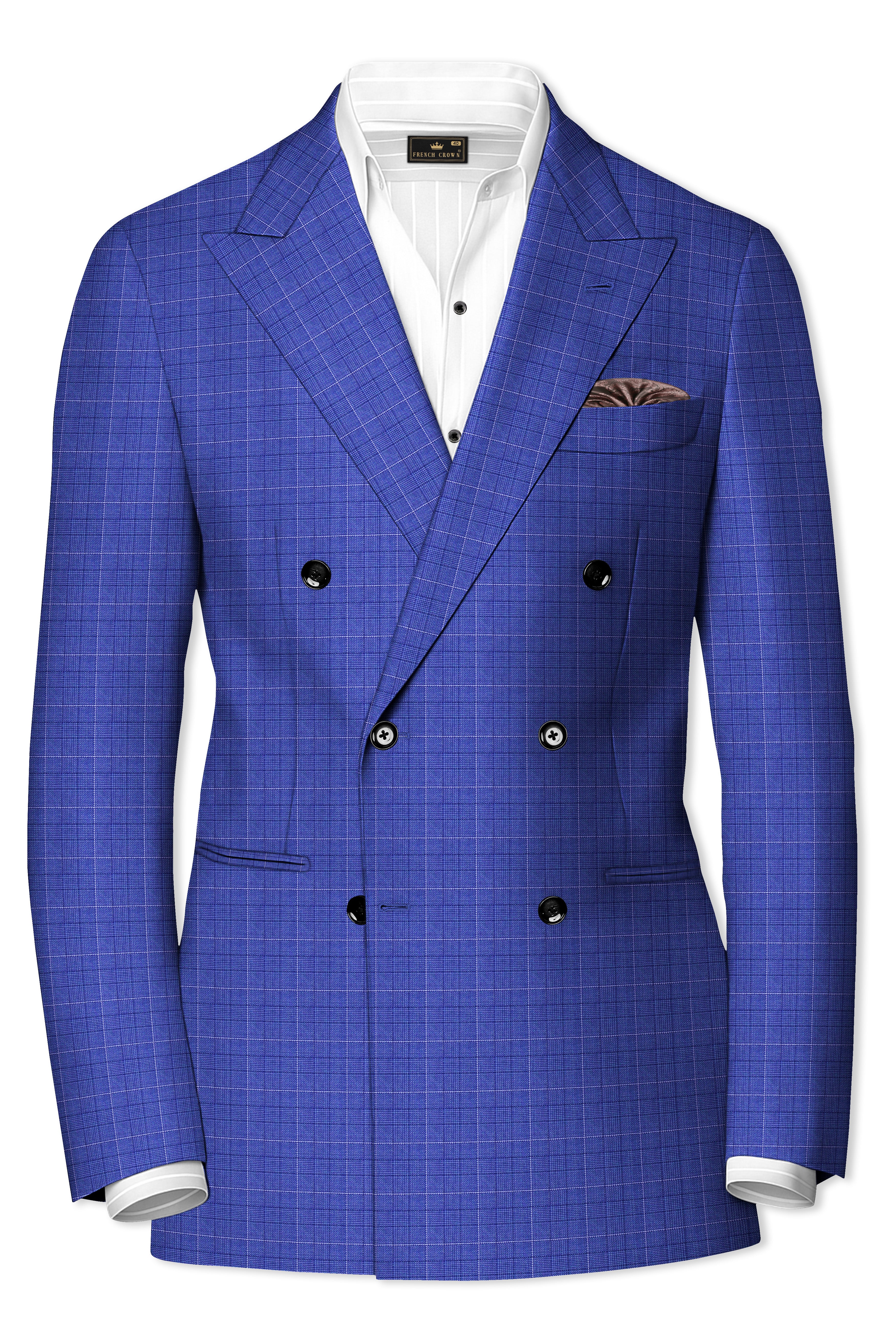 Yonder Blue Plaid Wool Rich Double Breasted Suit