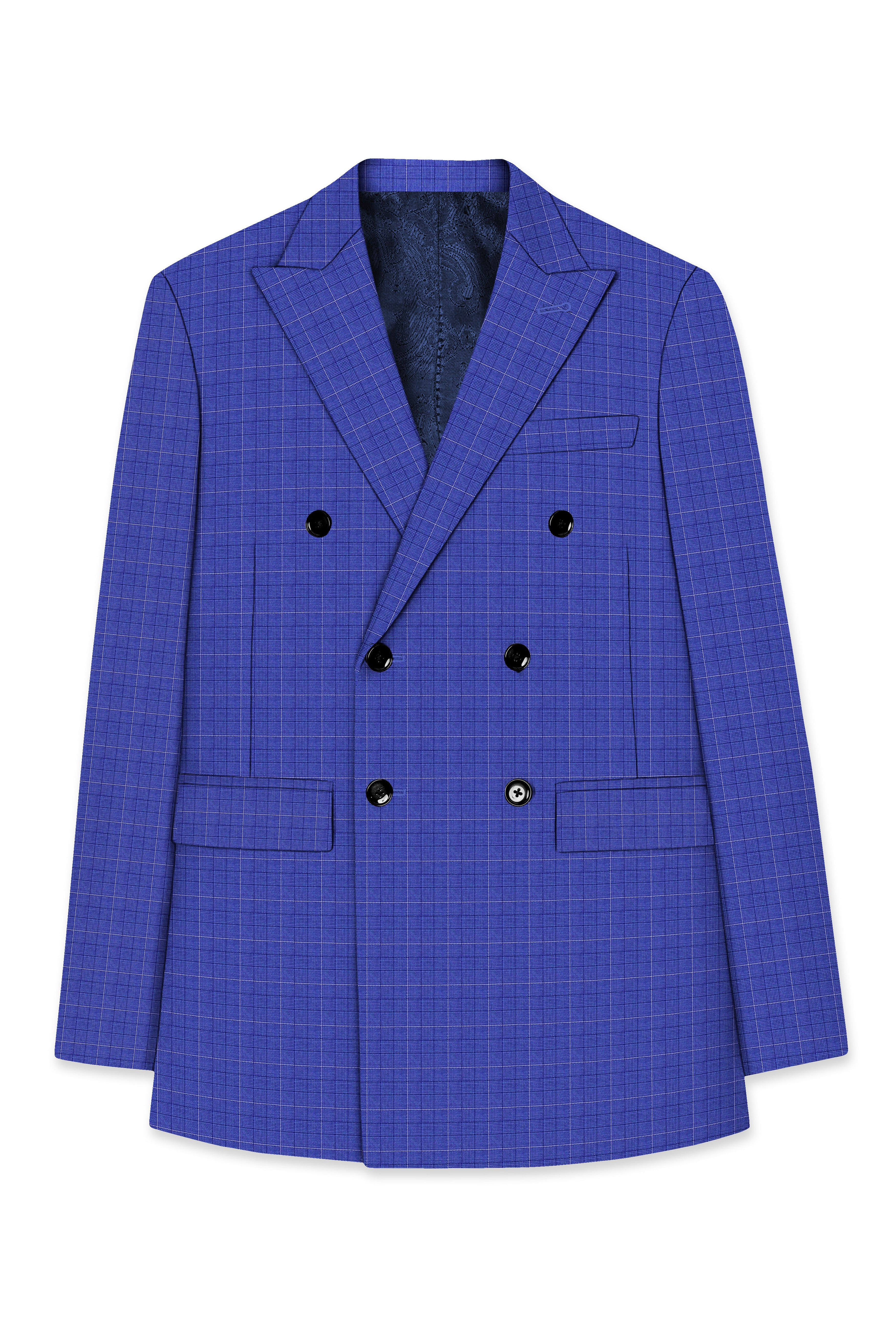 Yonder Blue Plaid Wool Rich Double Breasted Suit