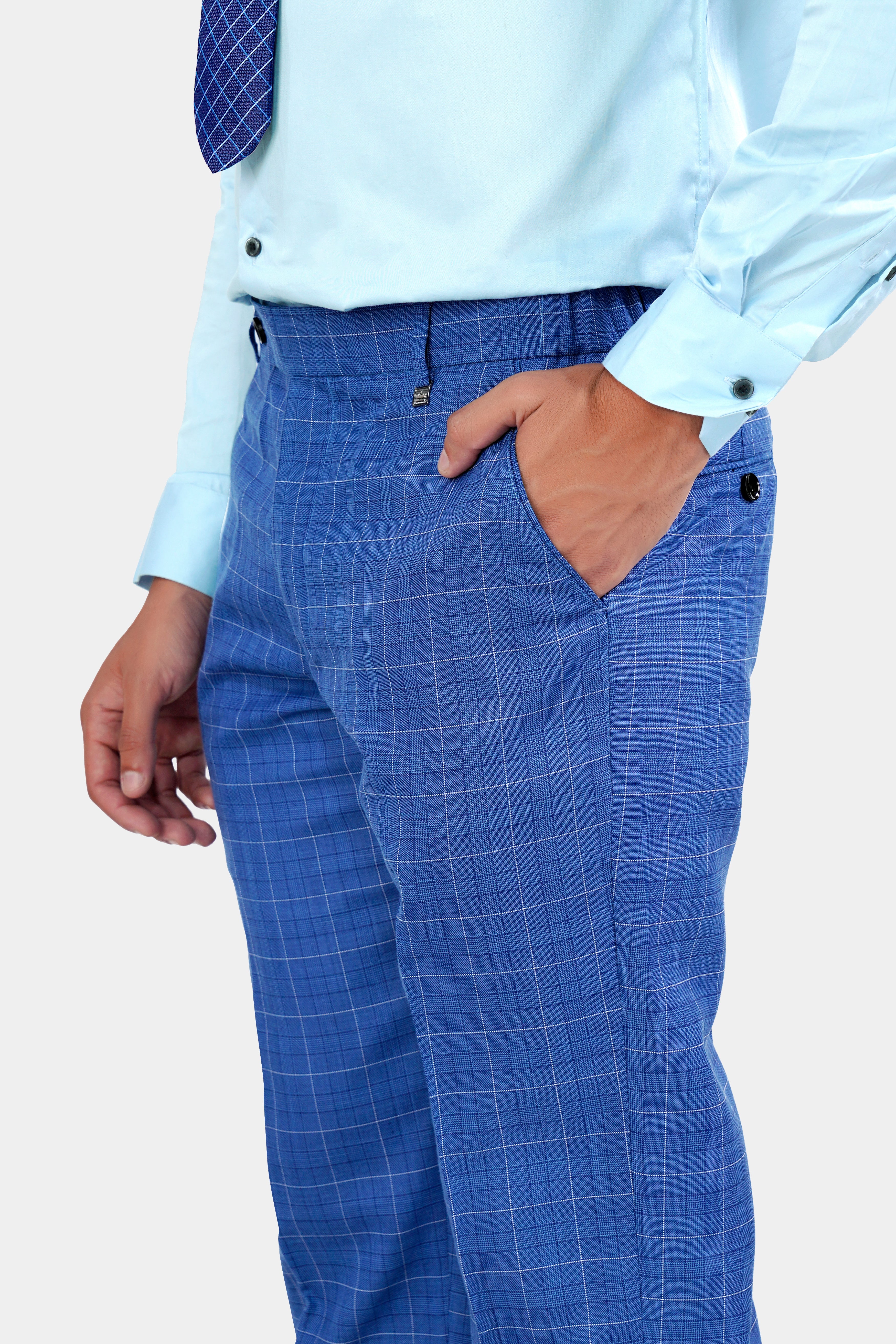 Cobalt Blue Checkered Wool Rich Double Breasted Suit ST2947-DB-36,ST2947-DB-38,ST2947-DB-40,ST2947-DB-42,ST2947-DB-44,ST2947-DB-46,ST2947-DB-48,ST2947-DB-50,ST2947-DB-52,ST2947-DB-54,ST2947-DB-56,ST2947-DB-58,ST2947-DB-60