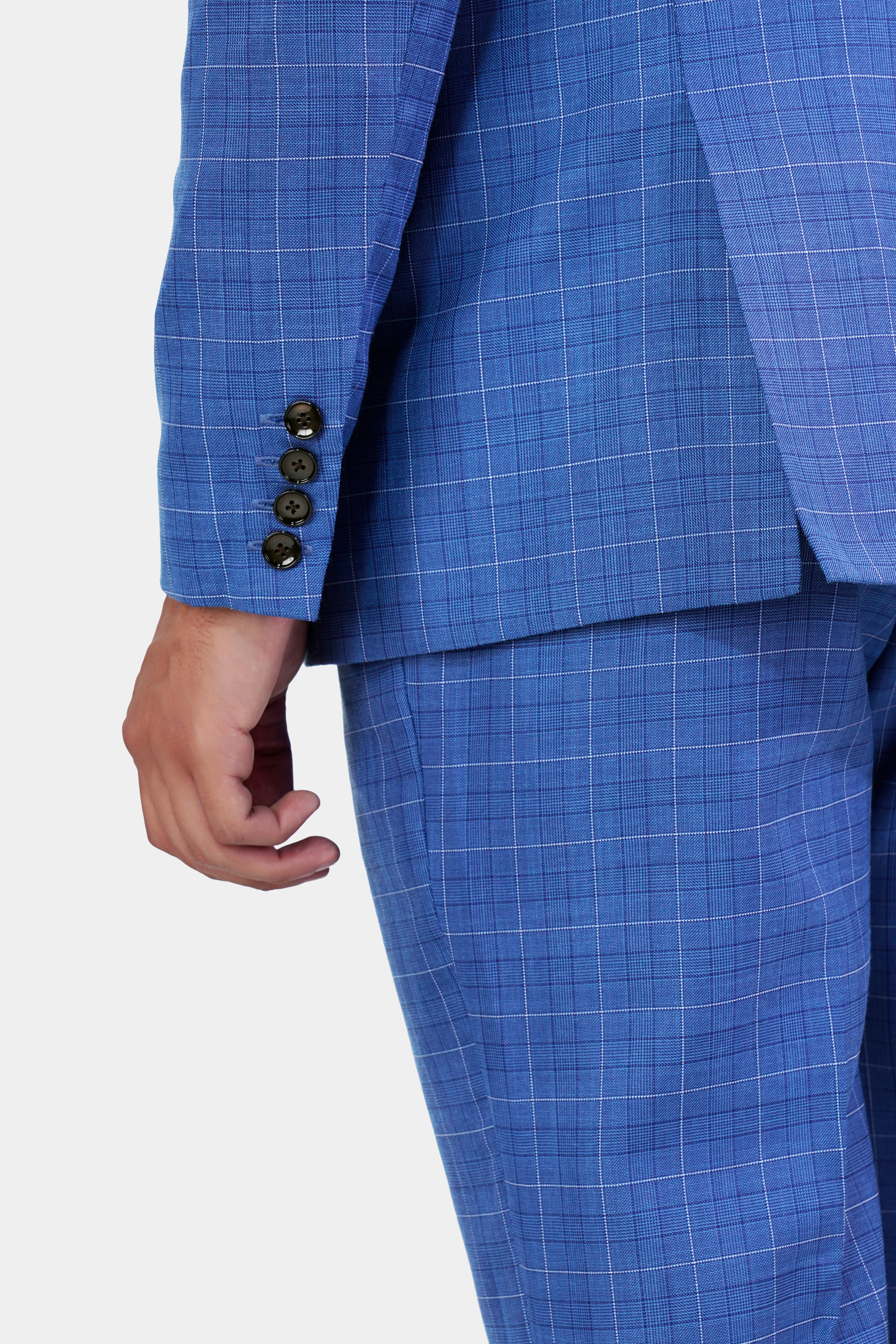 Cobalt Blue Checkered Wool Rich Double Breasted Suit ST2947-DB-36,ST2947-DB-38,ST2947-DB-40,ST2947-DB-42,ST2947-DB-44,ST2947-DB-46,ST2947-DB-48,ST2947-DB-50,ST2947-DB-52,ST2947-DB-54,ST2947-DB-56,ST2947-DB-58,ST2947-DB-60