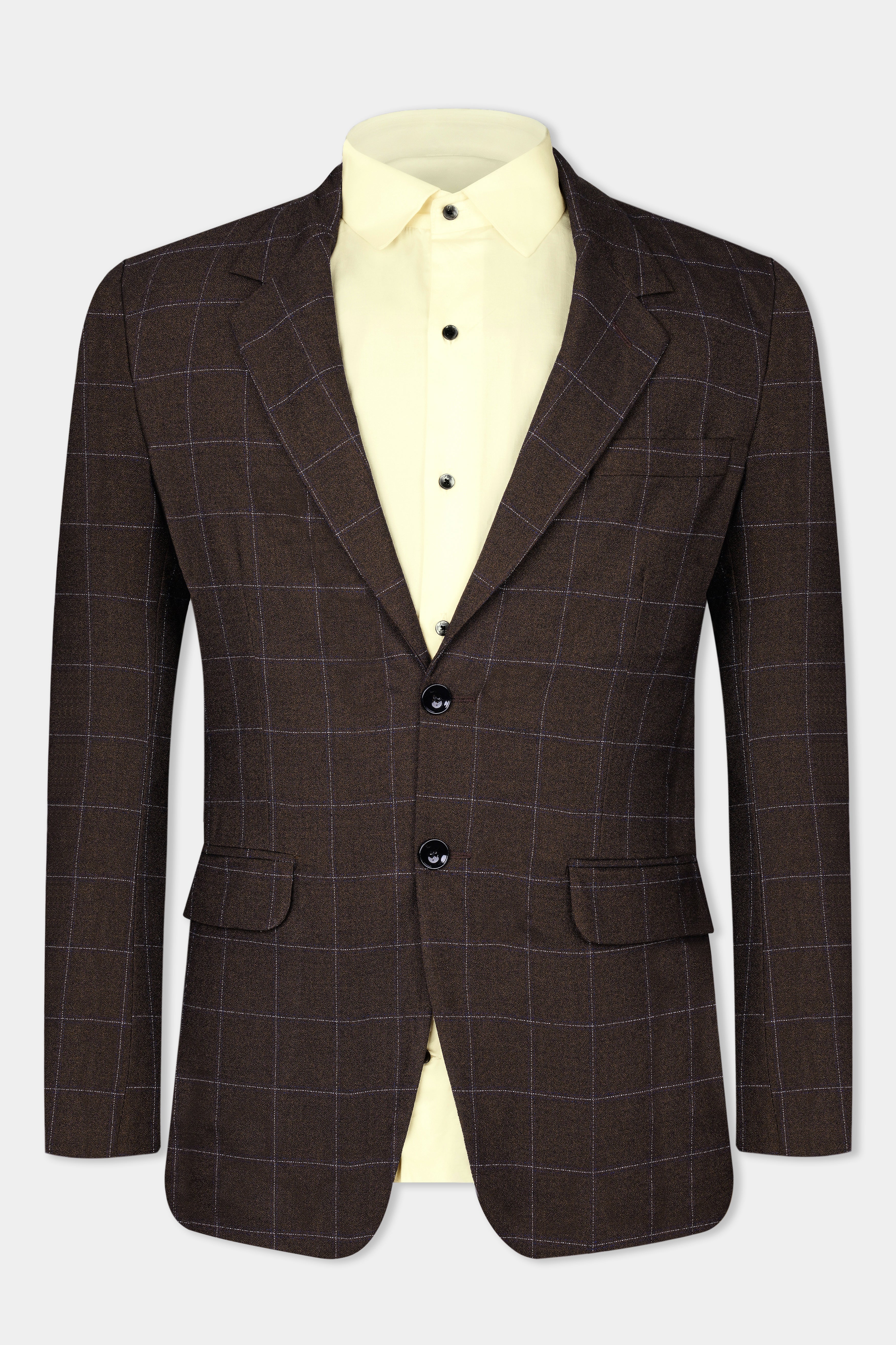 Chicory Brown Windowpane Wool Rich Suit