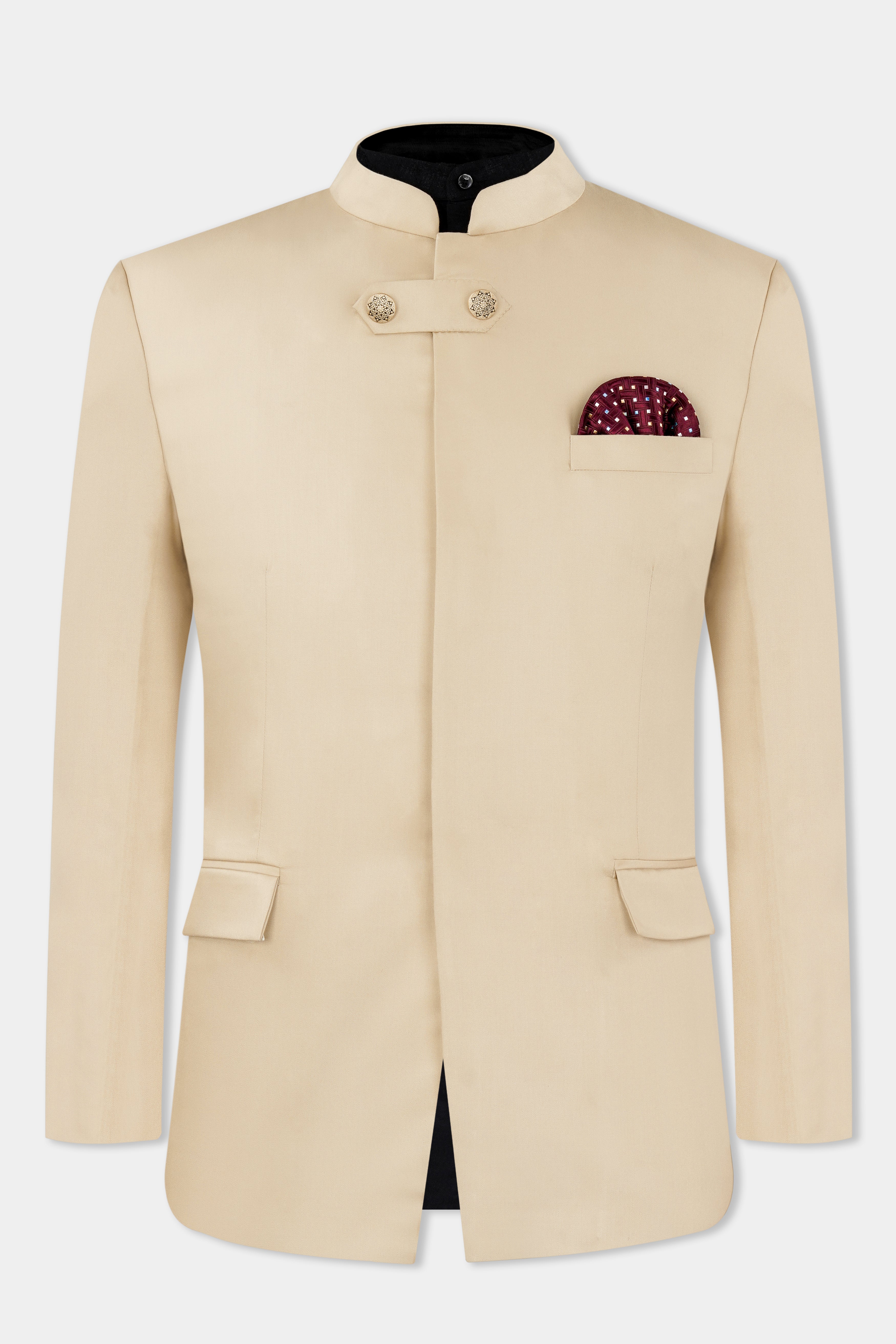 Ivory Cream Wool Rich Bandhgala Designer Suit ST2990-D16-36, ST2990-D16-38, ST2990-D16-40, ST2990-D16-42, ST2990-D16-44, ST2990-D16-46, ST2990-D16-48, ST2990-D16-50, ST2990-D16-52, ST2990-D16-54, ST2990-D16-56, ST2990-D16-58, ST2990-D16-60