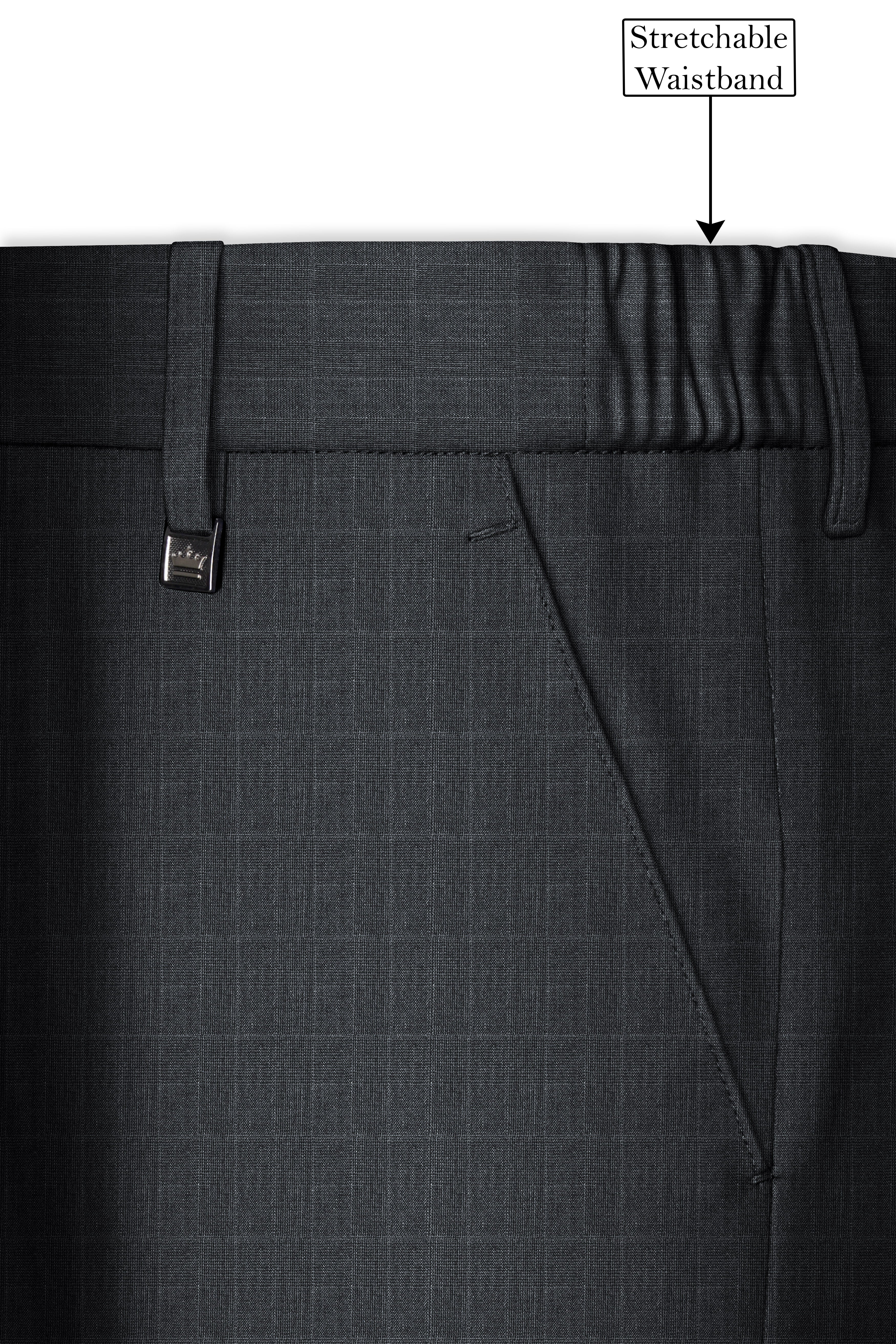 Flint Gray Subtle Checkered Wool Rich Double Breasted Suit