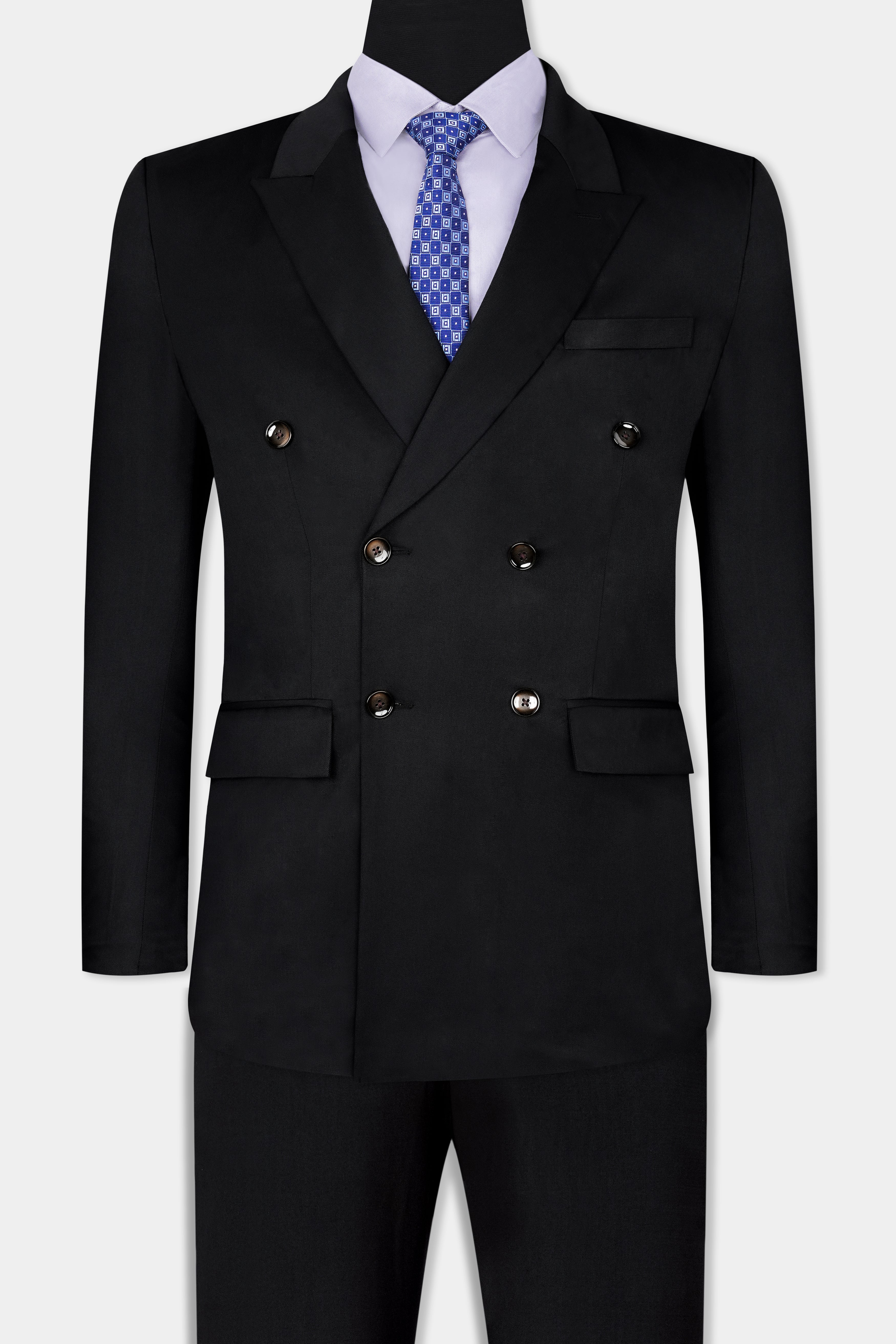 Jade Black Wool Rich Double Breasted Suit ST3000-DB-36, ST3000-DB-38, ST3000-DB-40, ST3000-DB-42, ST3000-DB-44, ST3000-DB-46, ST3000-DB-48, ST3000-DB-50, ST3000-DB-52, ST3000-DB-54, ST3000-DB-56, ST3000-DB-58, ST3000-DB-60