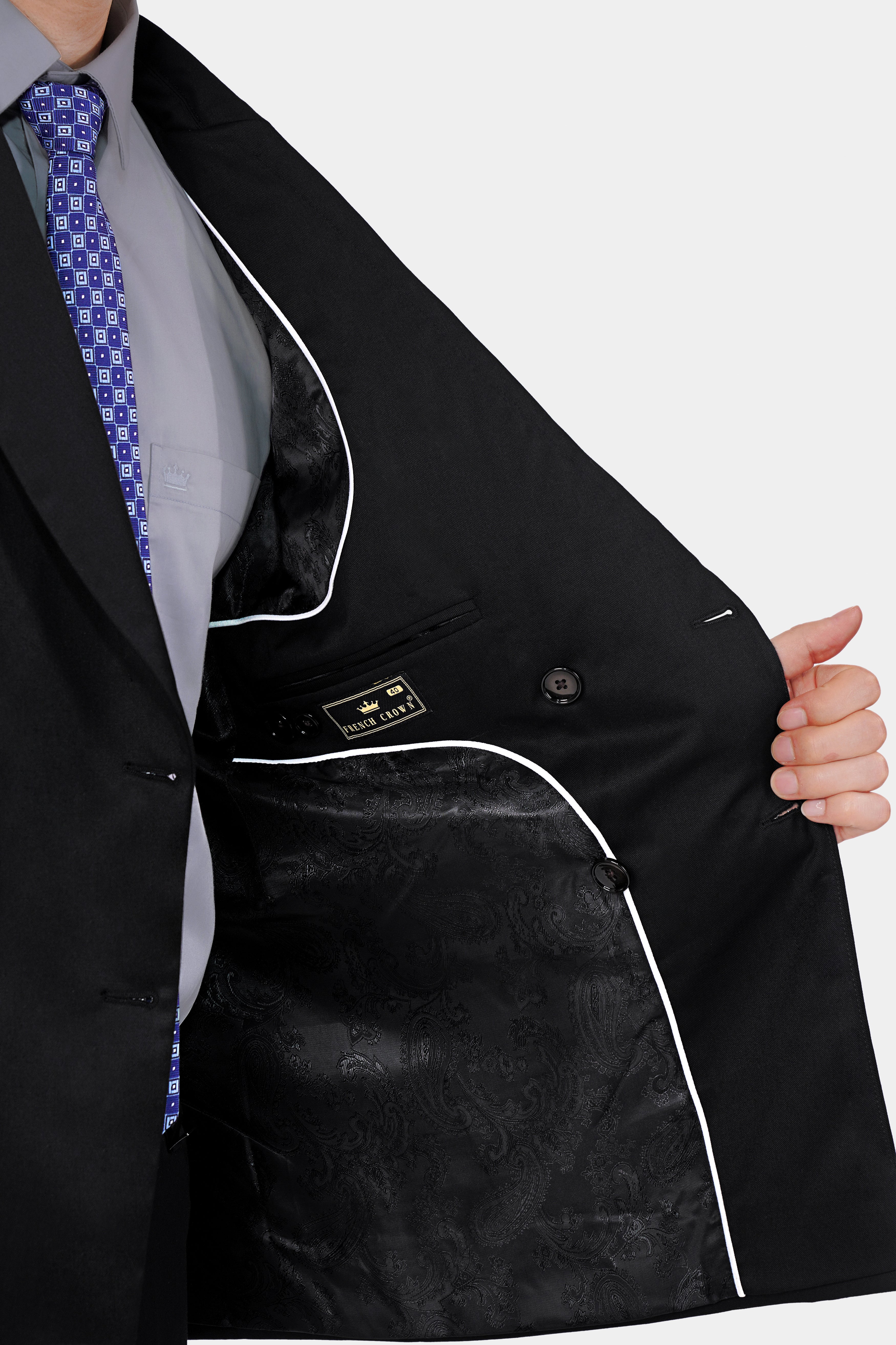 Jade Black Wool Rich Double Breasted Suit ST3000-DB-36, ST3000-DB-38, ST3000-DB-40, ST3000-DB-42, ST3000-DB-44, ST3000-DB-46, ST3000-DB-48, ST3000-DB-50, ST3000-DB-52, ST3000-DB-54, ST3000-DB-56, ST3000-DB-58, ST3000-DB-60