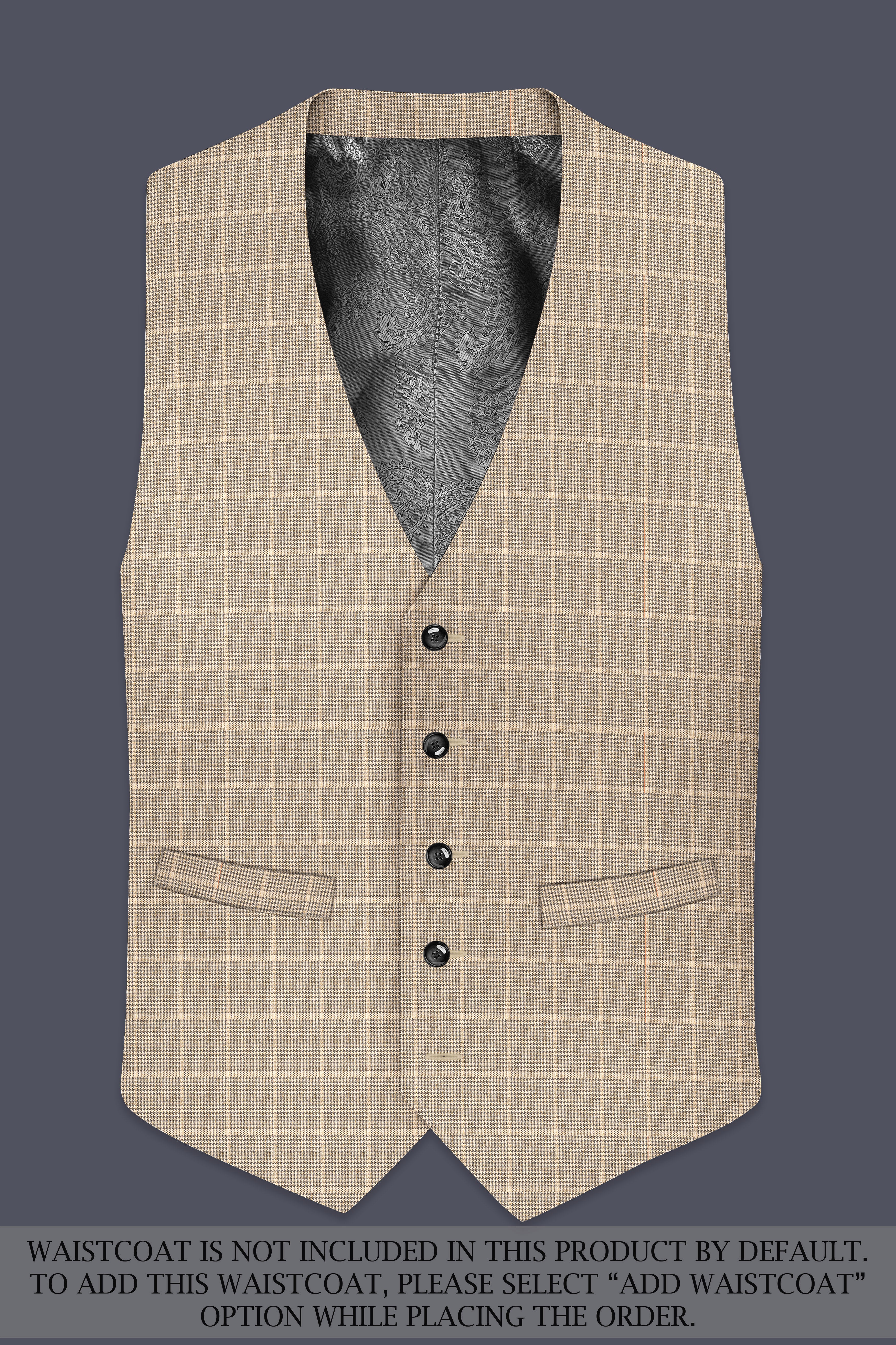 Apricot Brown Subtle Checkered Wool Rich Suit