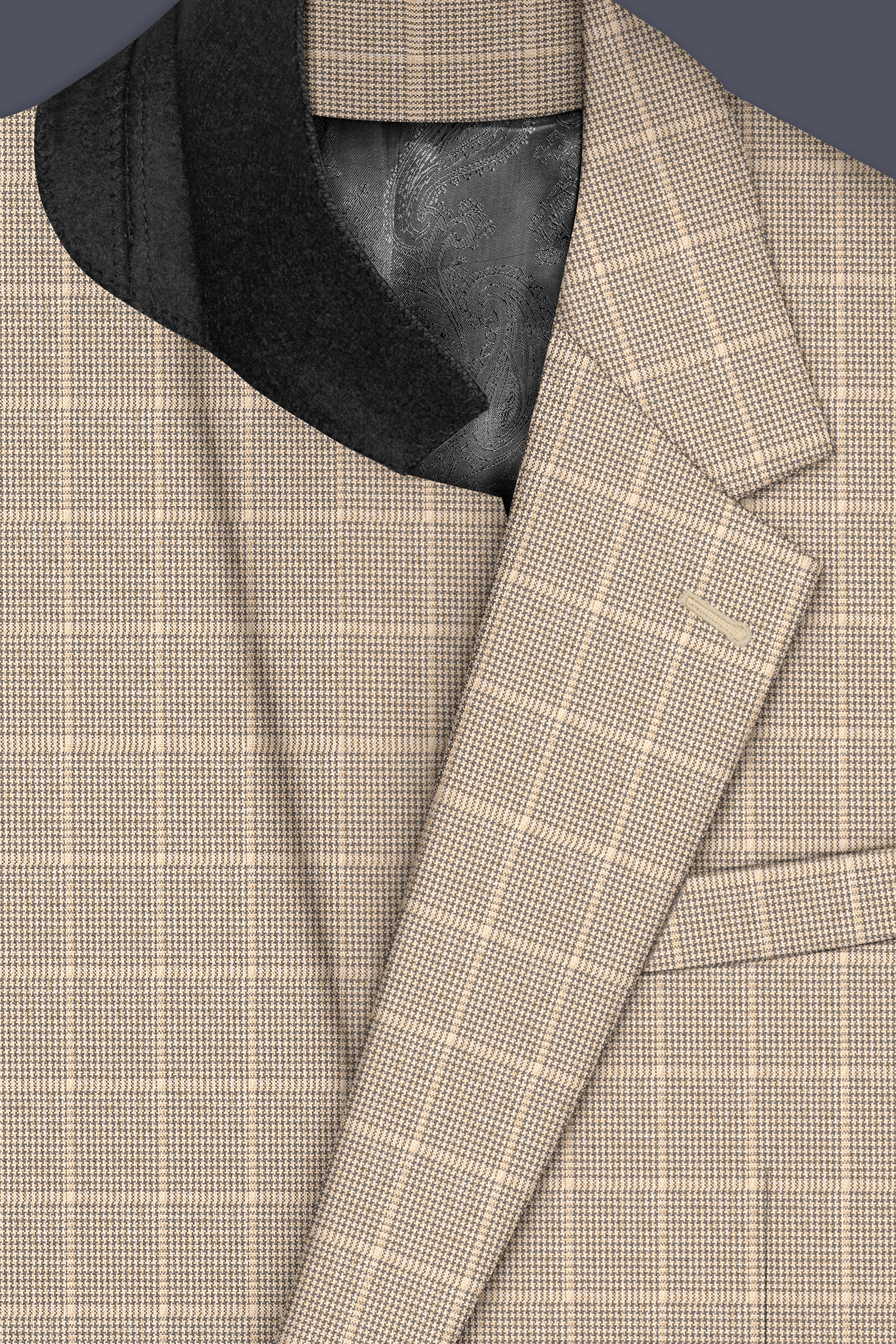 Apricot Brown Subtle Checkered Wool Rich Suit