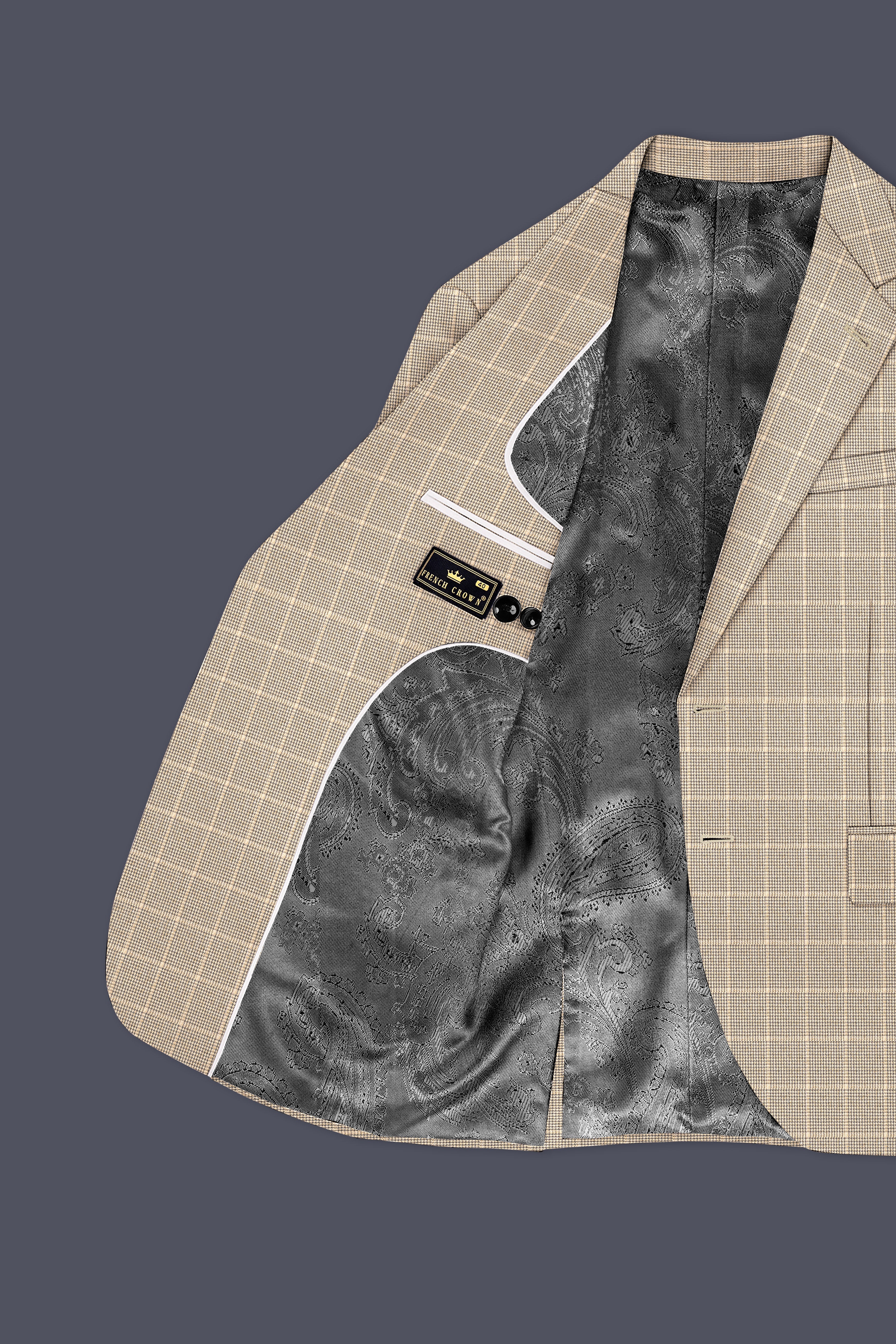 Apricot Brown Subtle Checkered Wool Rich Suit