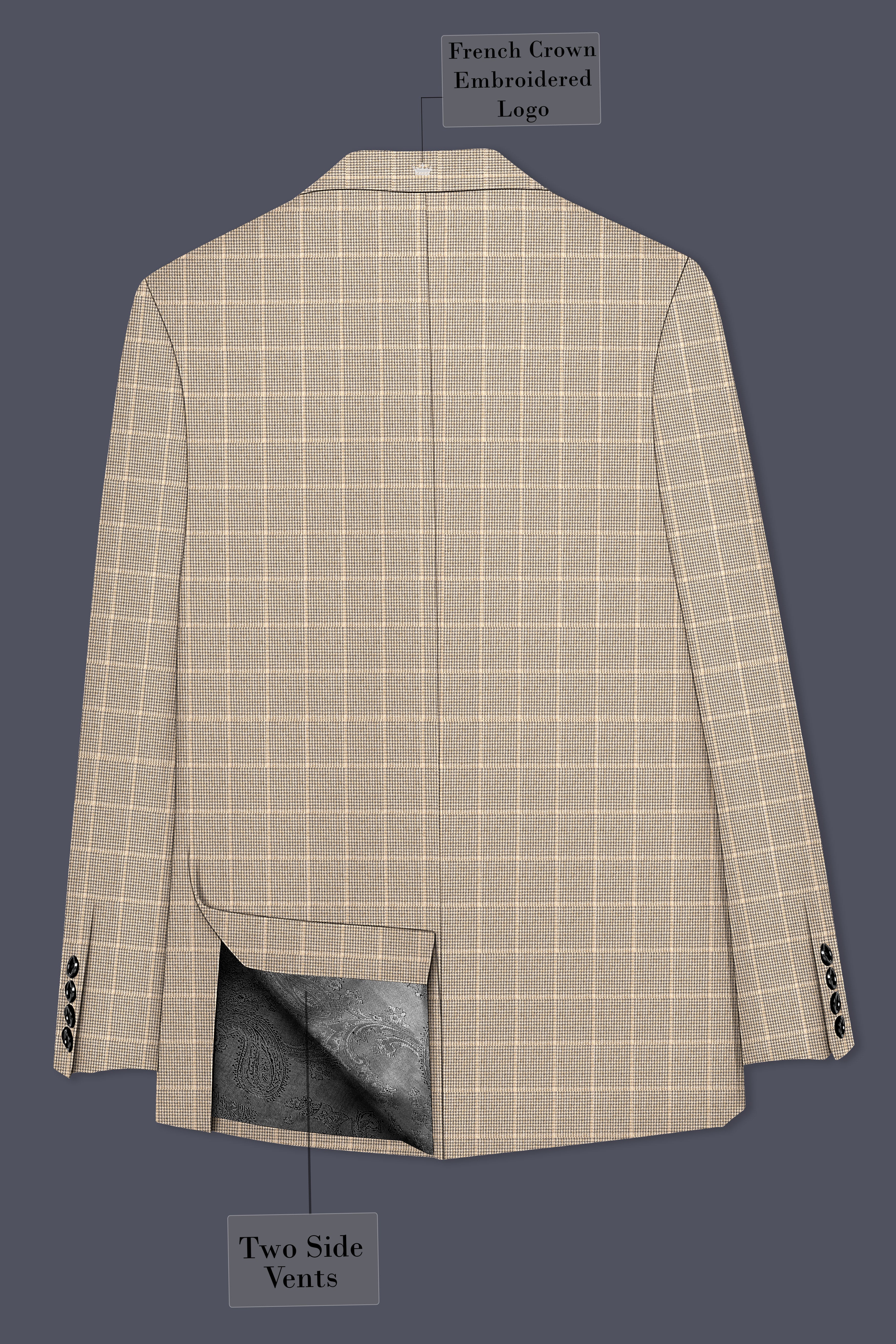 Apricot Brown Subtle Checkered Wool Rich Suit