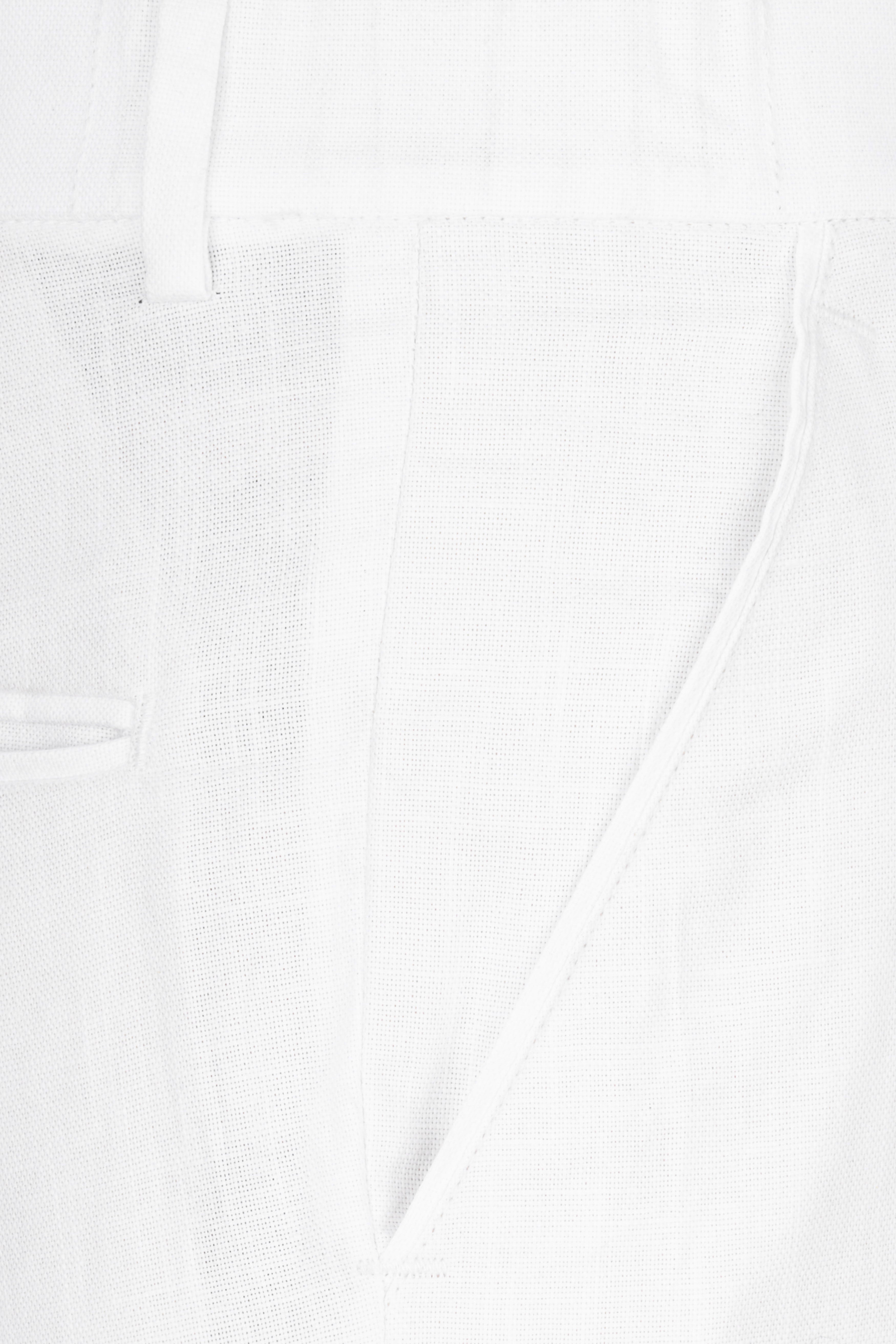 Bright White with Black Stretchable Hand Painted Designer Luxurious Linen Suit