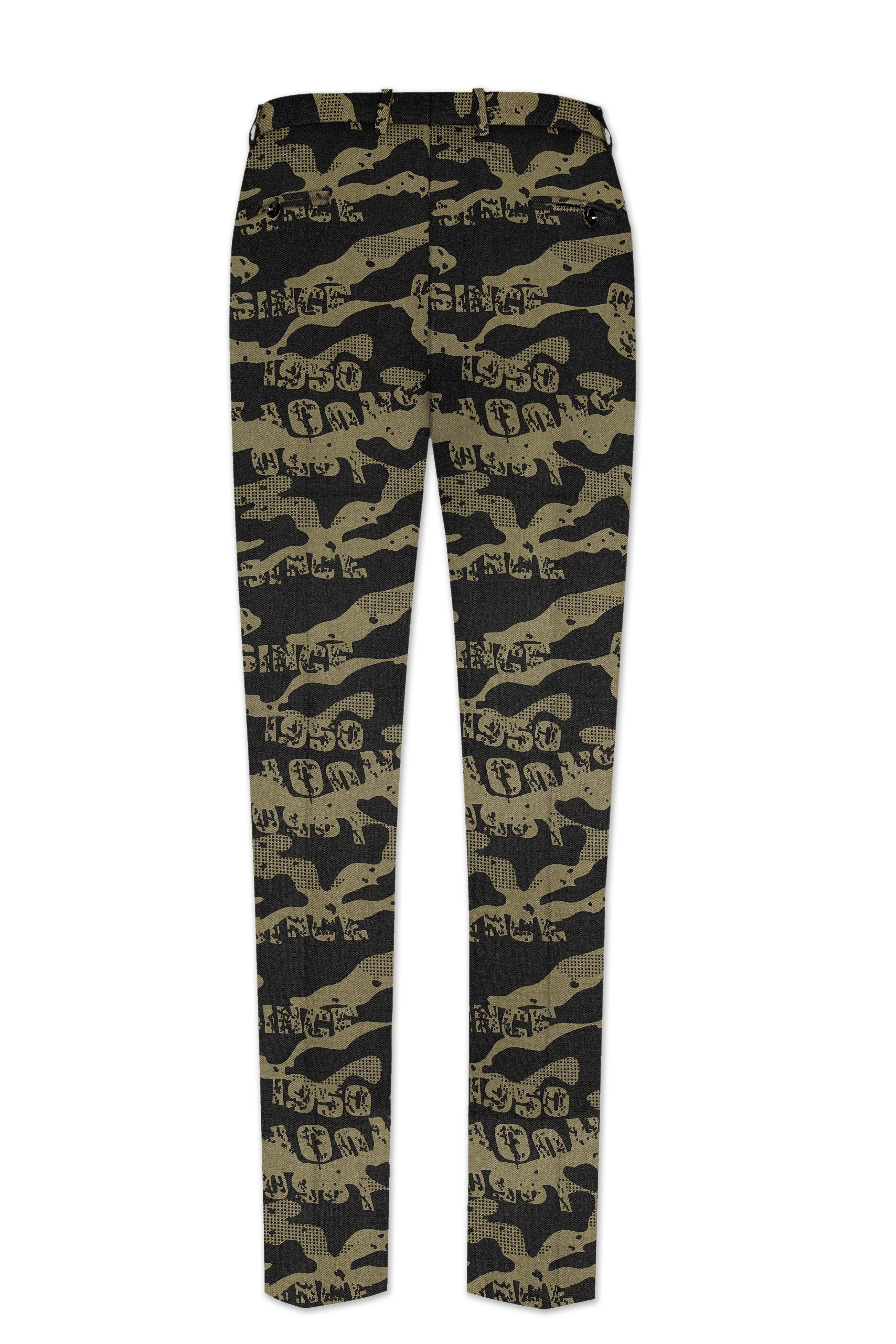 Jade Black and Woodland Green Printed Premium Cotton Single-Breasted Suit