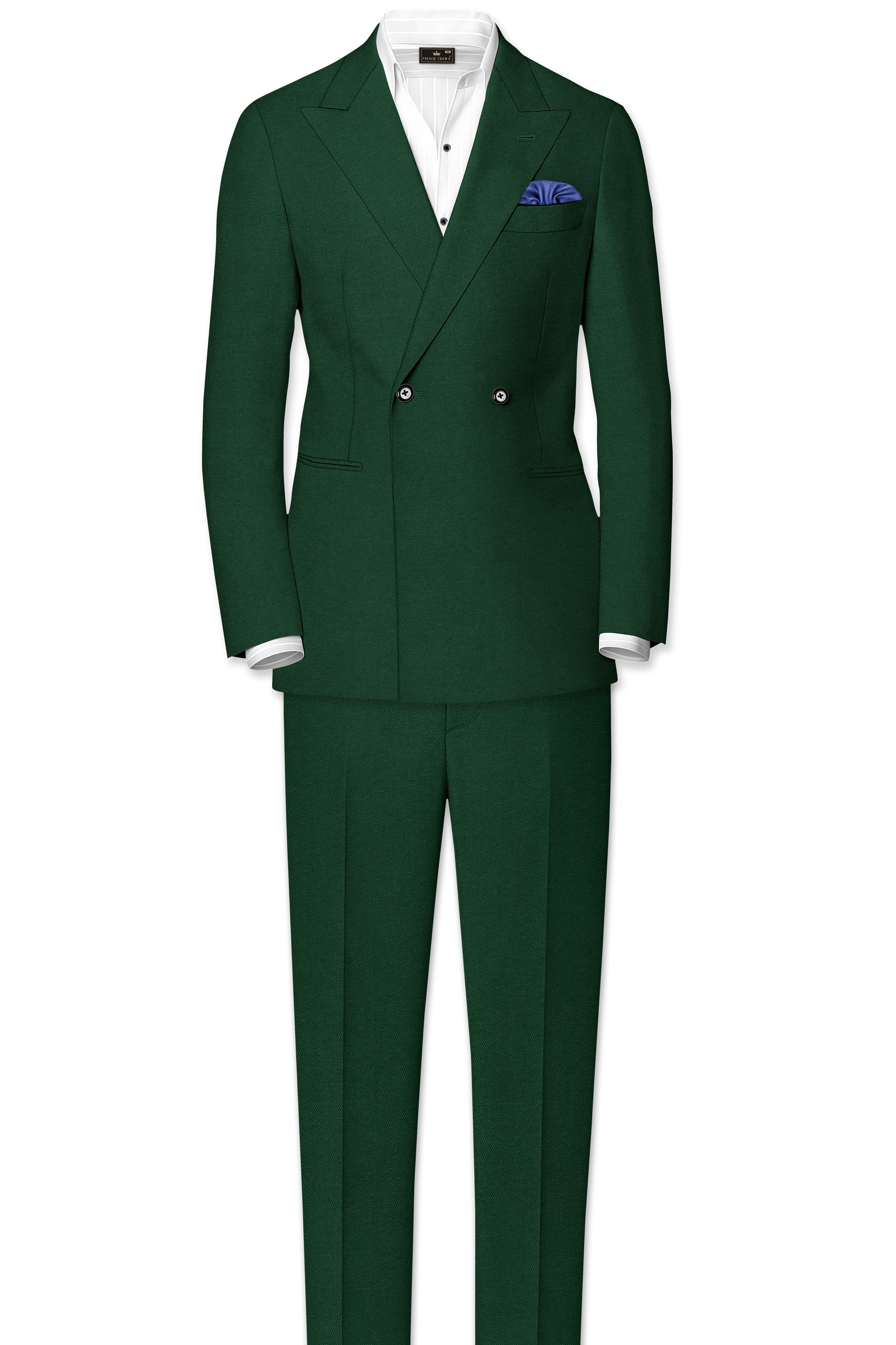 Basil Green Wool Rich Double-Breasted Suit