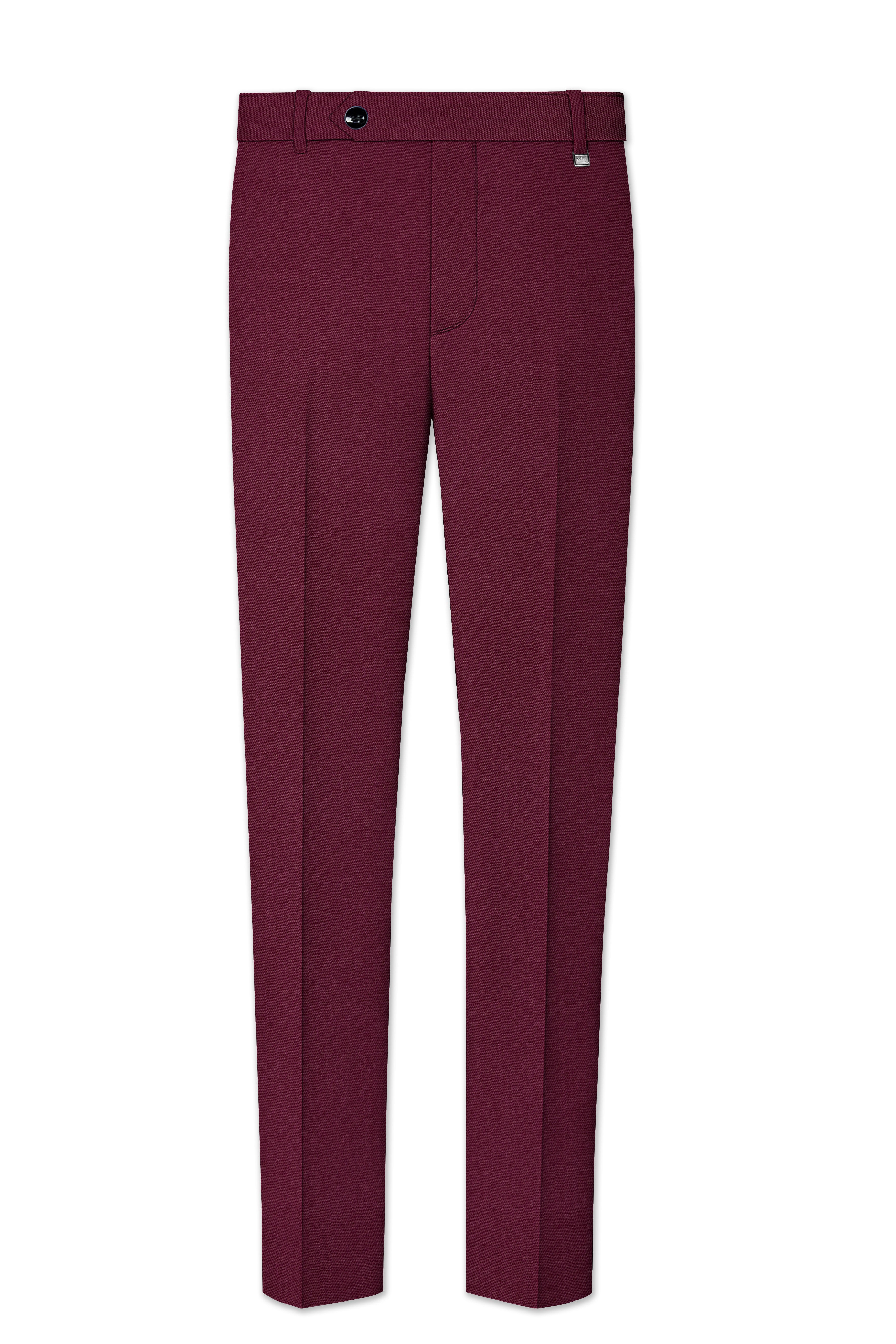 Bordeaux Maroon Cross Placket Wool Rich Bandhgala Suit