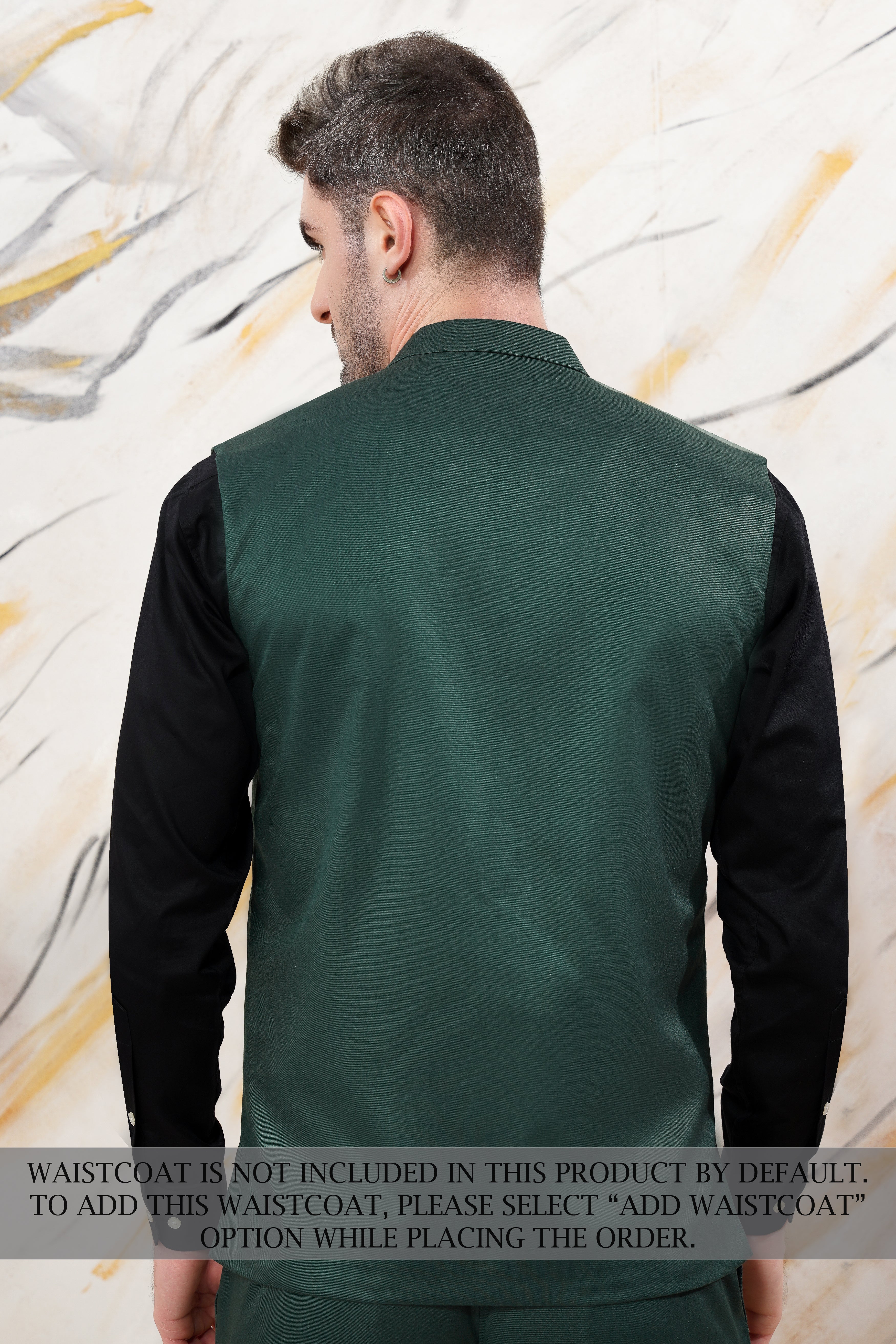 Gable Green Cross Placket Wool Rich Bandhgala Suit