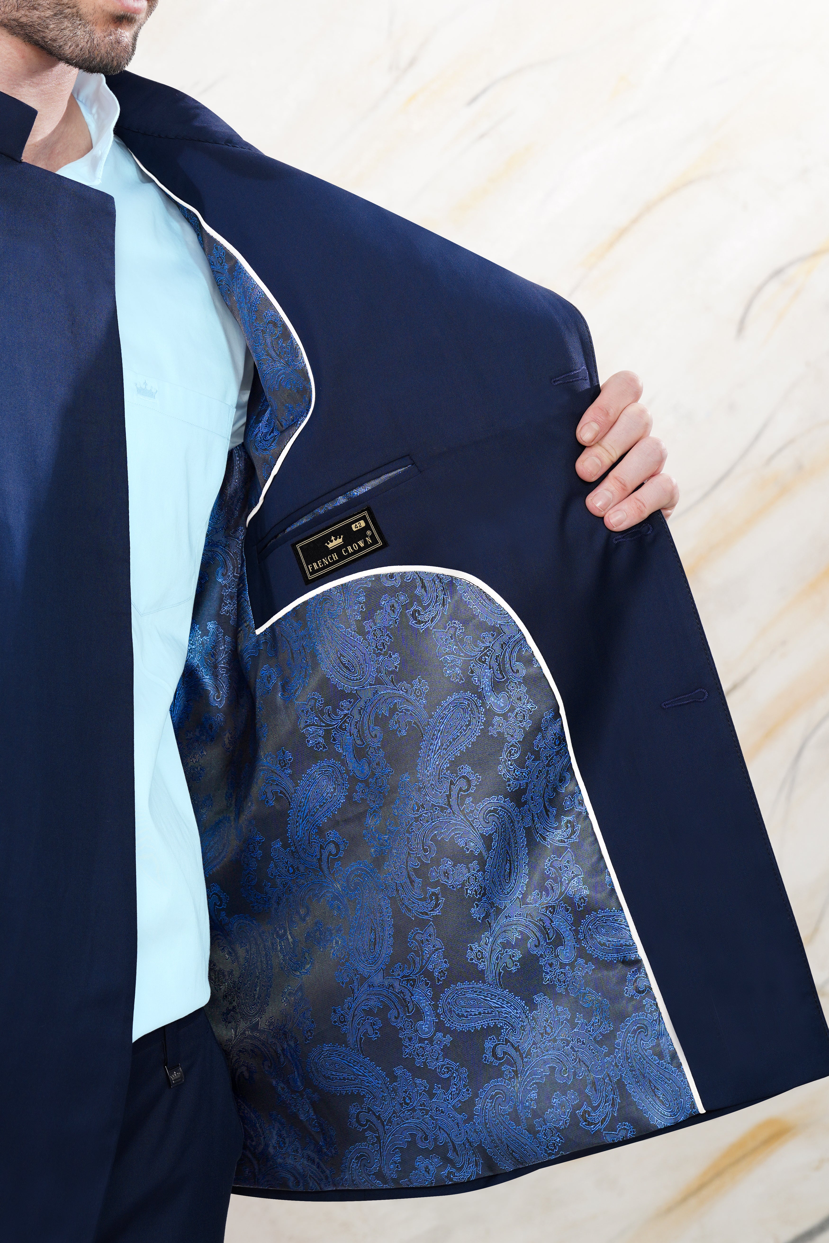 Cloud Burst Blue Cross Buttoned Wool Rich Bandhgala Suit ST3061-CBG2-36, ST3061-CBG2-38, ST3061-CBG2-40, ST3061-CBG2-42, ST3061-CBG2-44, ST3061-CBG2-46, ST3061-CBG2-48, ST3061-CBG2-50, ST3061-CBG2-52, ST3061-CBG2-54, ST3061-CBG2-56, ST3061-CBG2-58, ST3061-CBG2-60