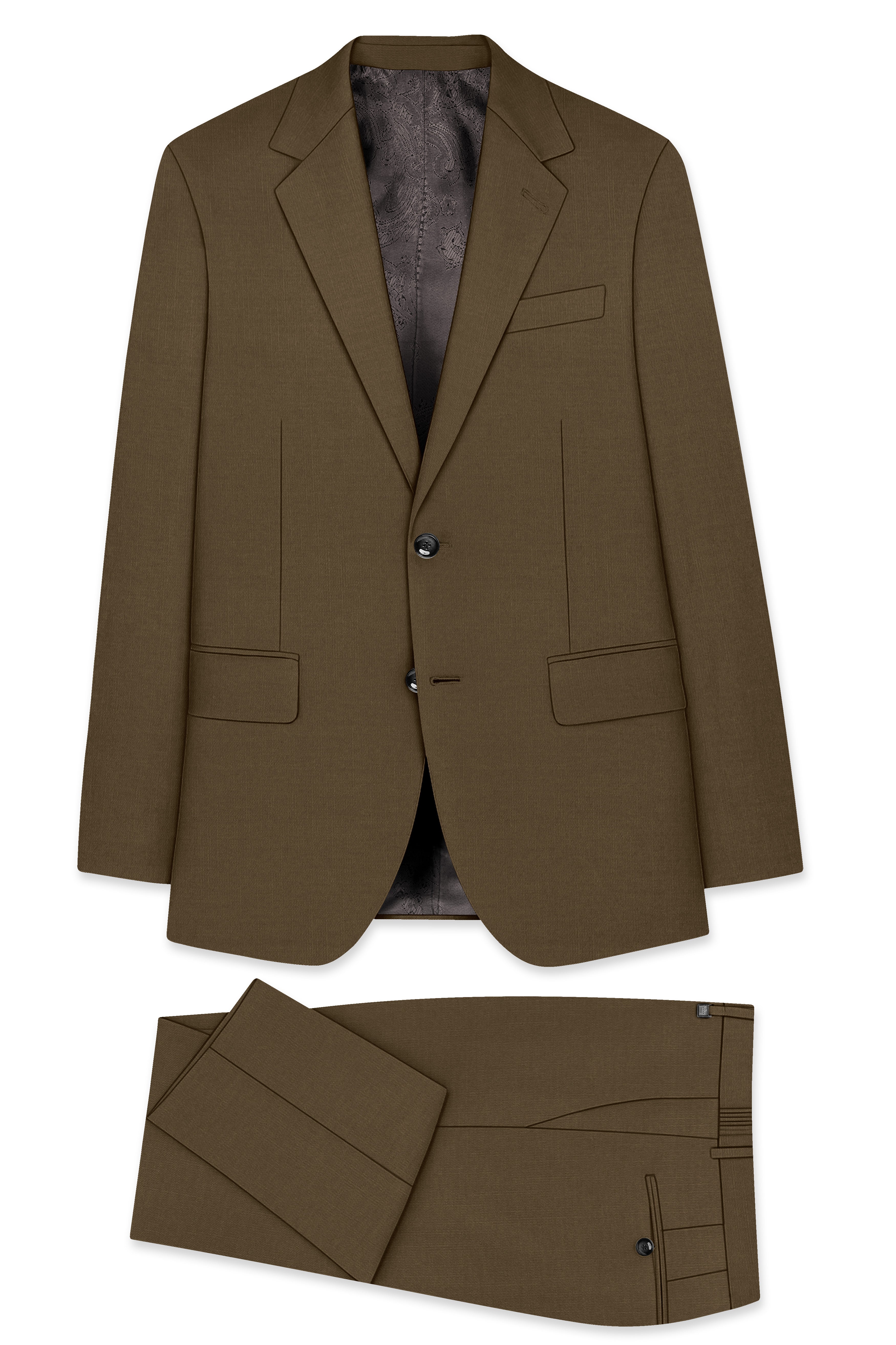 Tortilla Brown Wool Rich Single Breasted Suit