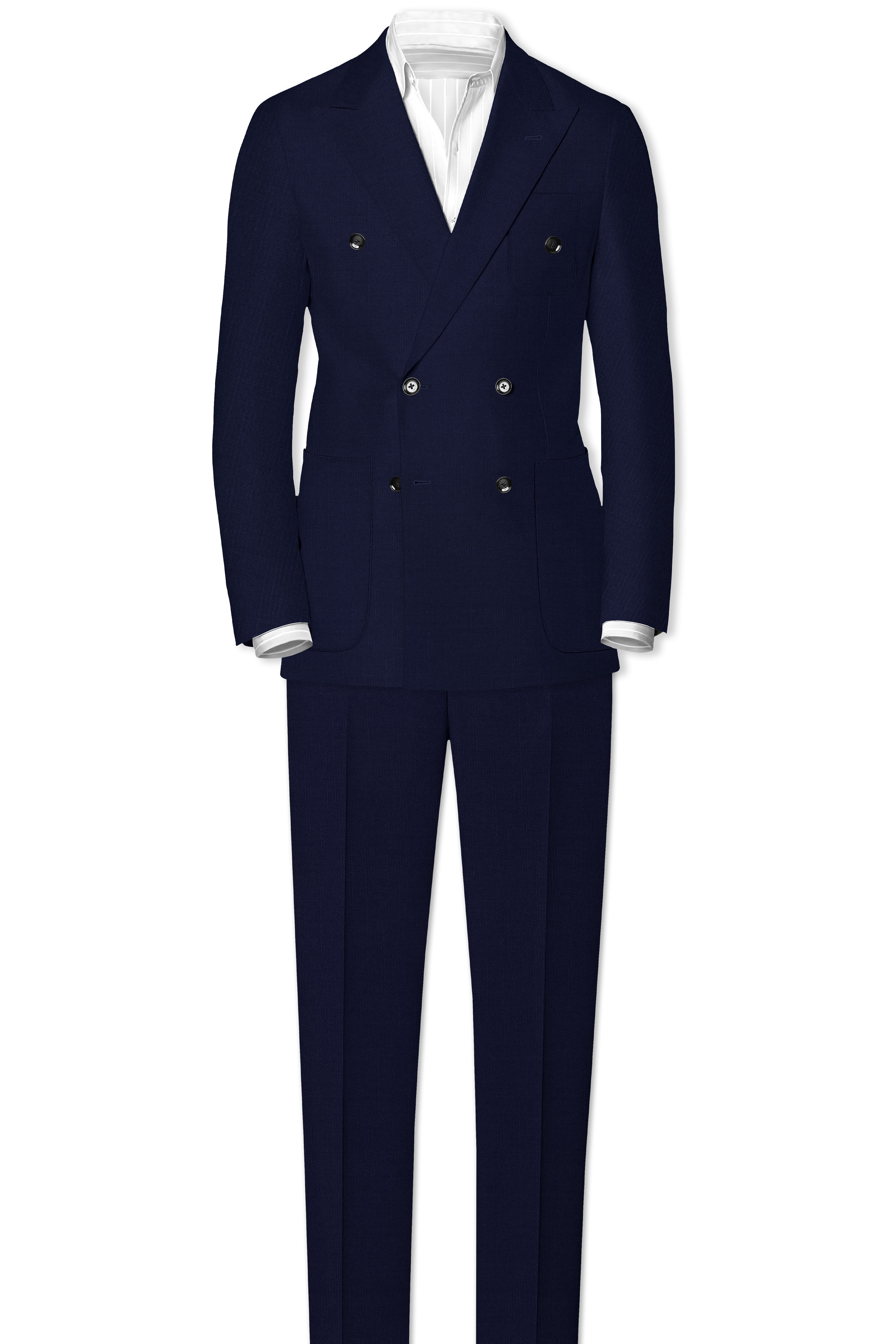 Cloud Burst Blue Wool Rich Double Breasted Sports Suit