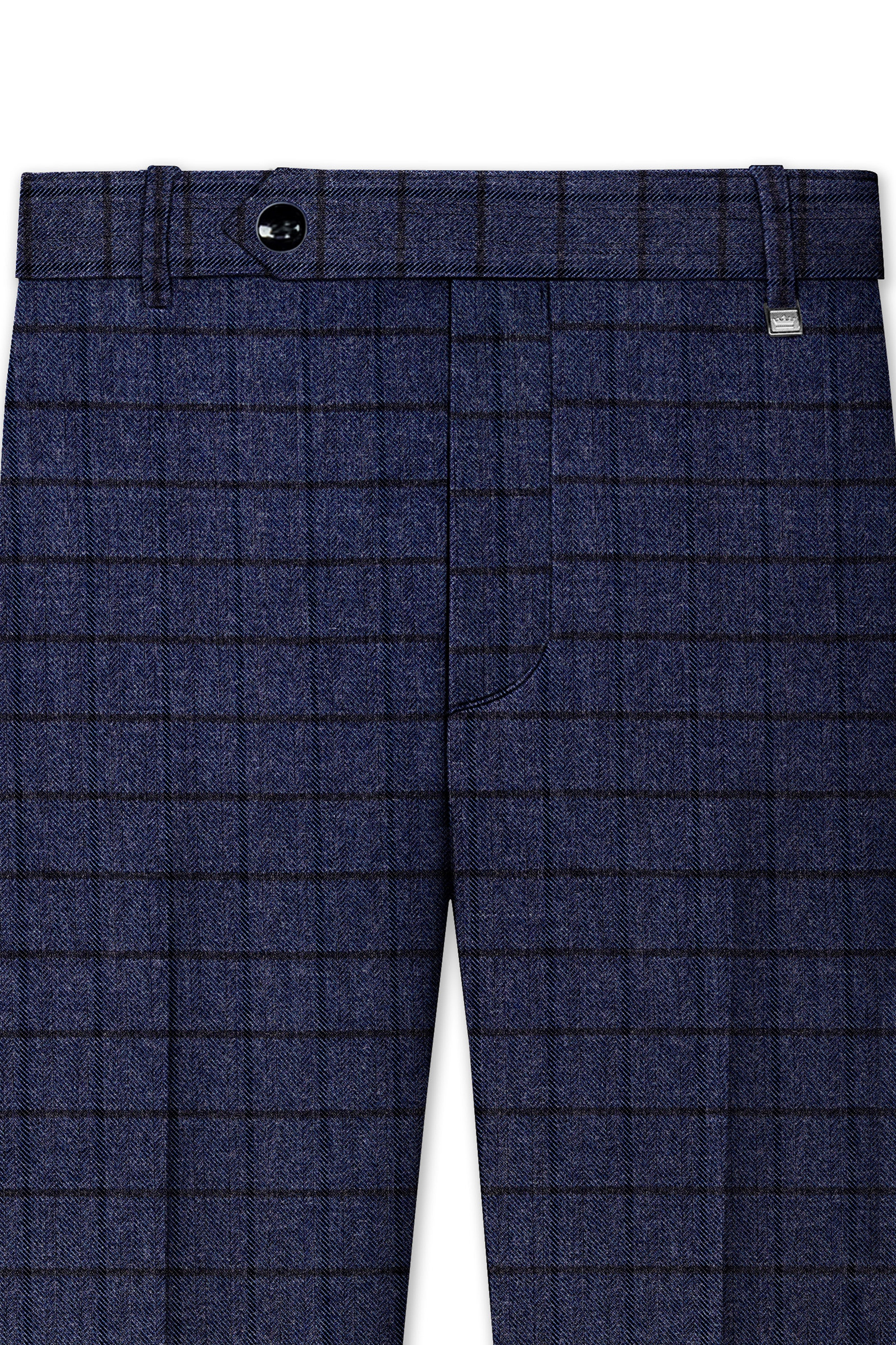 Ebony Clay Blue Windowpane Tweed Double Breasted Suit