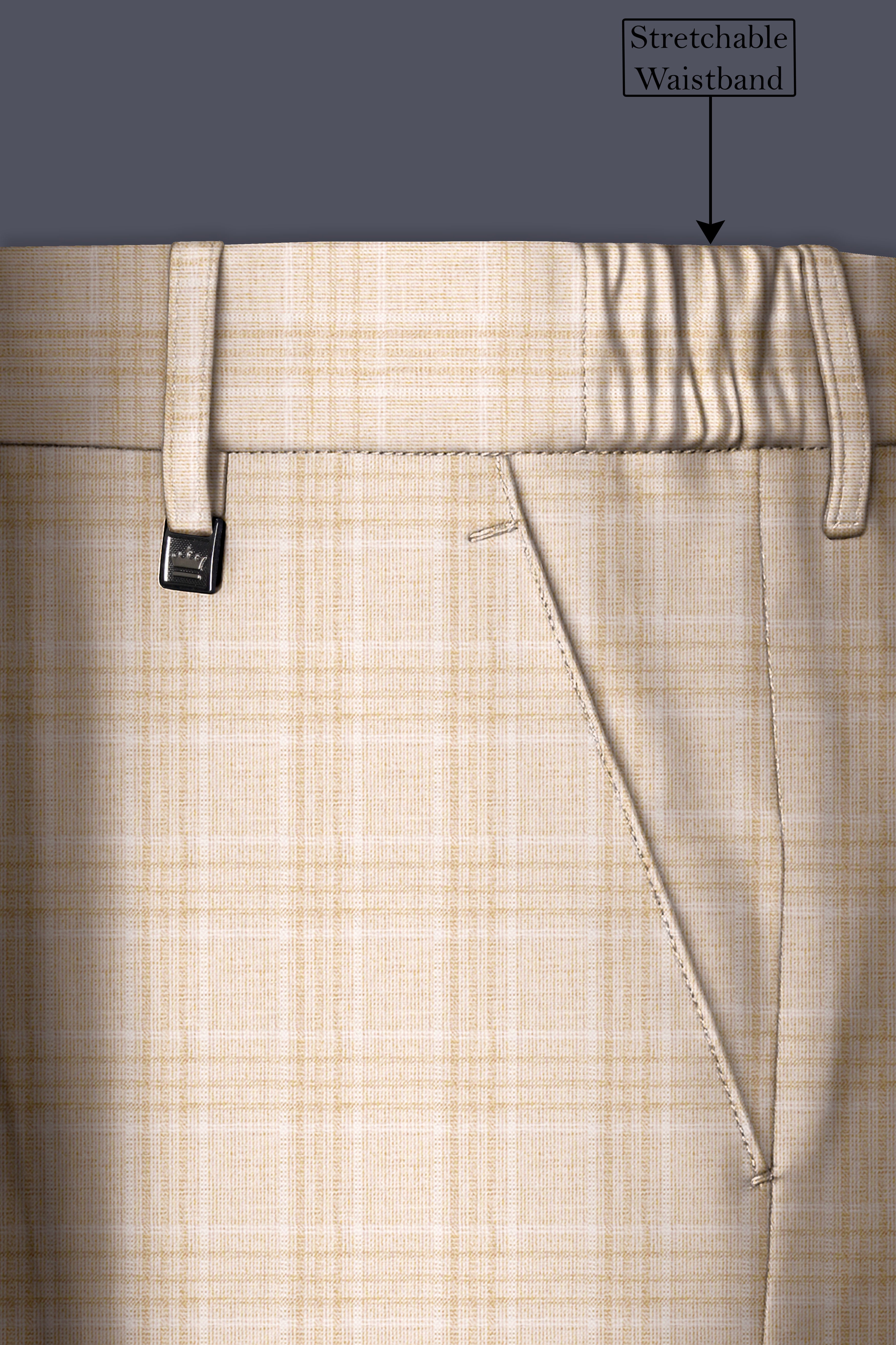 Hampton Beige Wool Rich Plaid Single Breasted Suit
