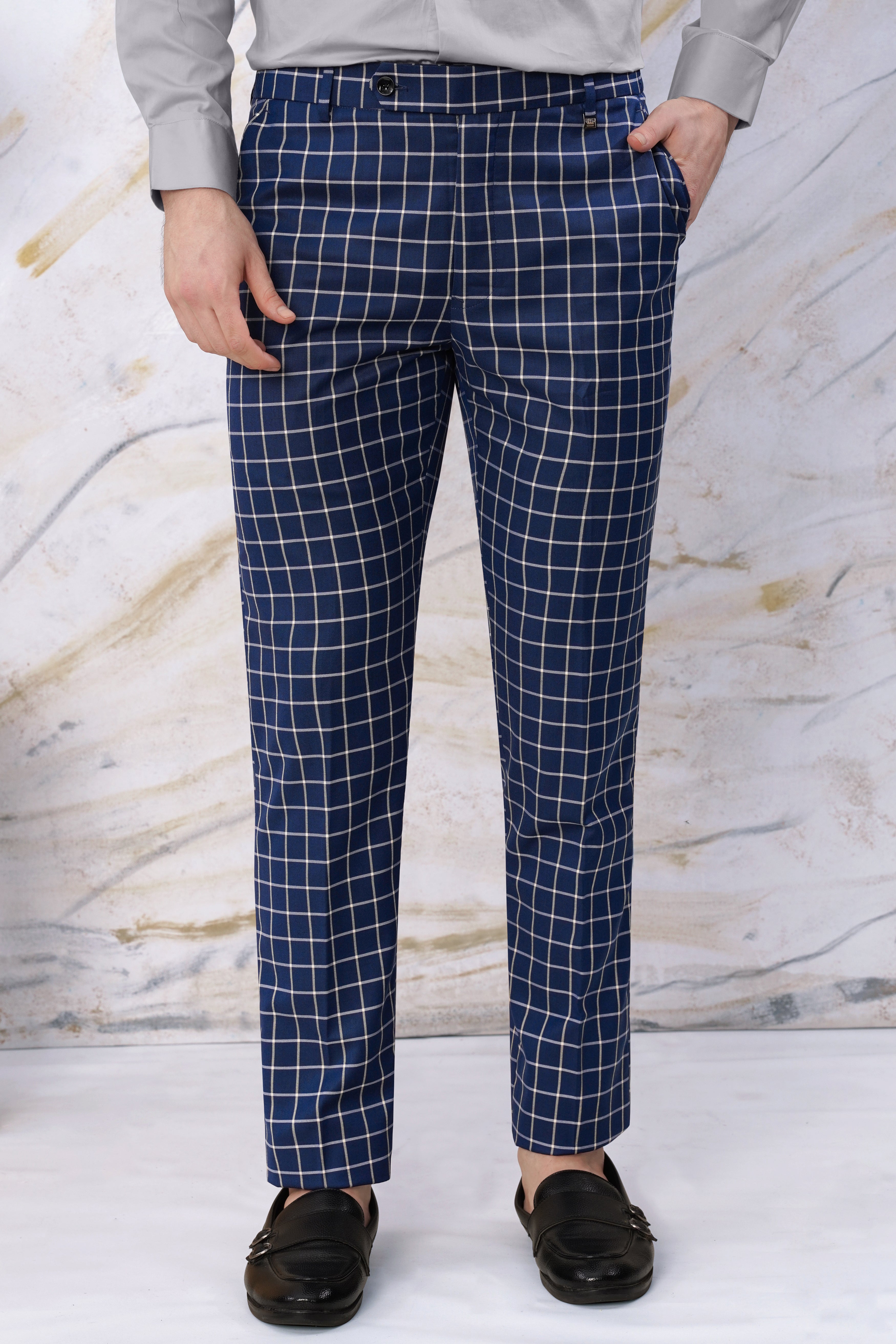 Marine Blue and White Windowpane Wool Rich Double Breasted Suit ST3095-DB-36, ST3095-DB-38, ST3095-DB-40, ST3095-DB-42, ST3095-DB-44, ST3095-DB-46, ST3095-DB-48, ST3095-DB-50, ST3095-DB-52, ST3095-DB-54, ST3095-DB-56, ST3095-DB-58, ST3095-DB-60