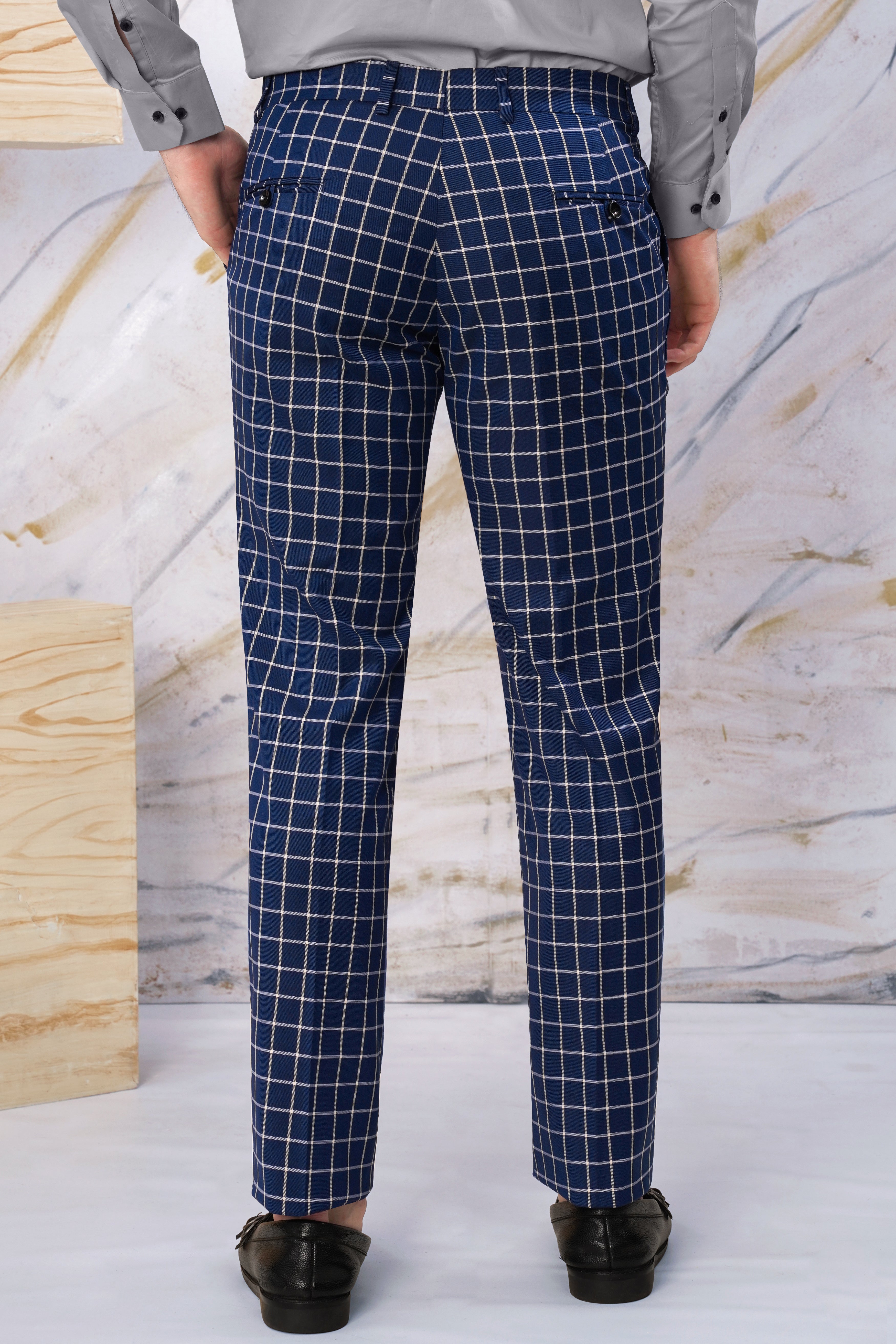 Marine Blue and White Windowpane Wool Rich Double Breasted Suit ST3095-DB-36, ST3095-DB-38, ST3095-DB-40, ST3095-DB-42, ST3095-DB-44, ST3095-DB-46, ST3095-DB-48, ST3095-DB-50, ST3095-DB-52, ST3095-DB-54, ST3095-DB-56, ST3095-DB-58, ST3095-DB-60