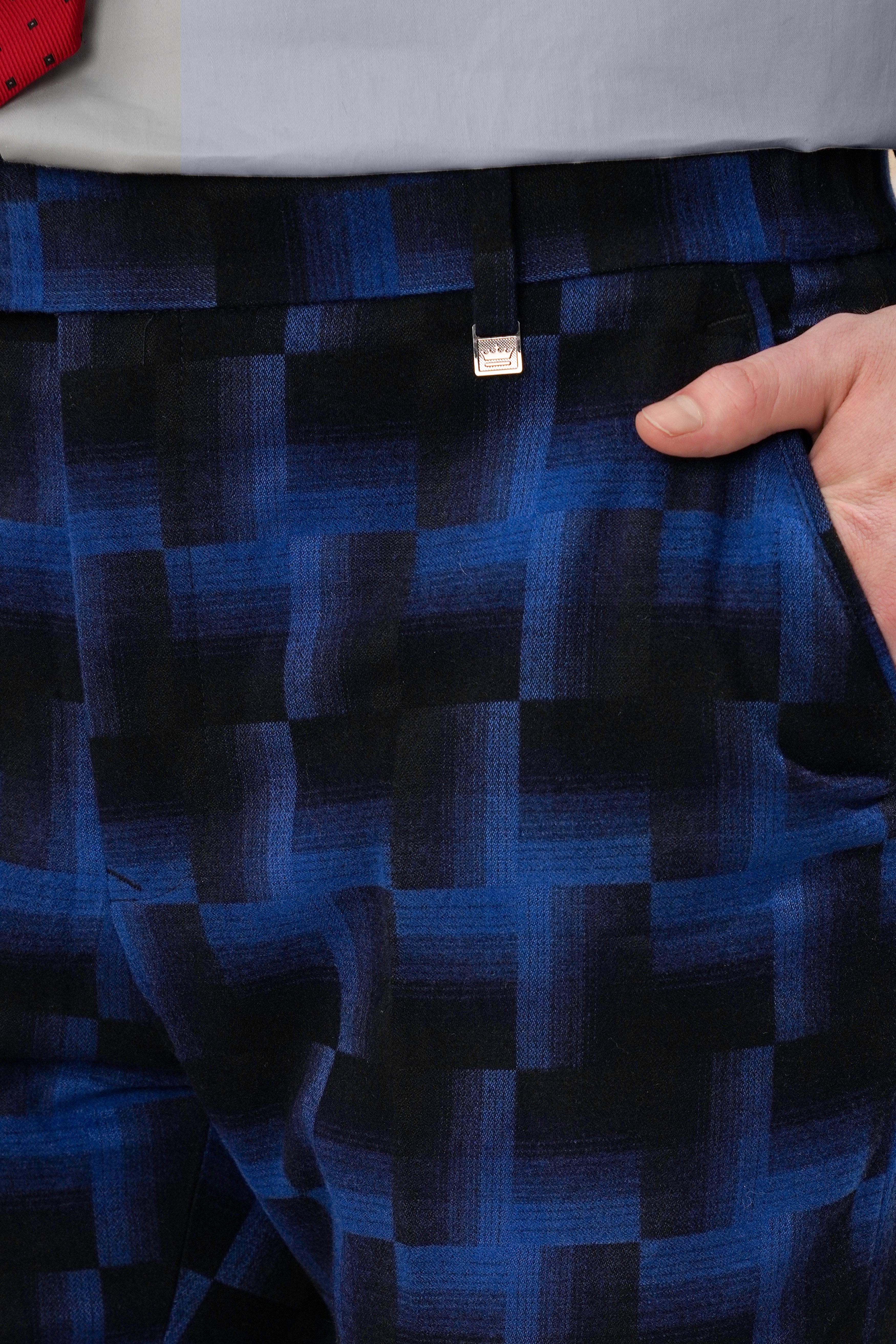 Marine Blue and Black Geometric Pattern Wool Rich Suit ST3097-SB-36, ST3097-SB-38, ST3097-SB-40, ST3097-SB-42, ST3097-SB-44, ST3097-SB-46, ST3097-SB-48, ST3097-SB-50, ST3097-SB-52, ST3097-SB-54, ST3097-SB-56, ST3097-SB-58, ST3097-SB-60