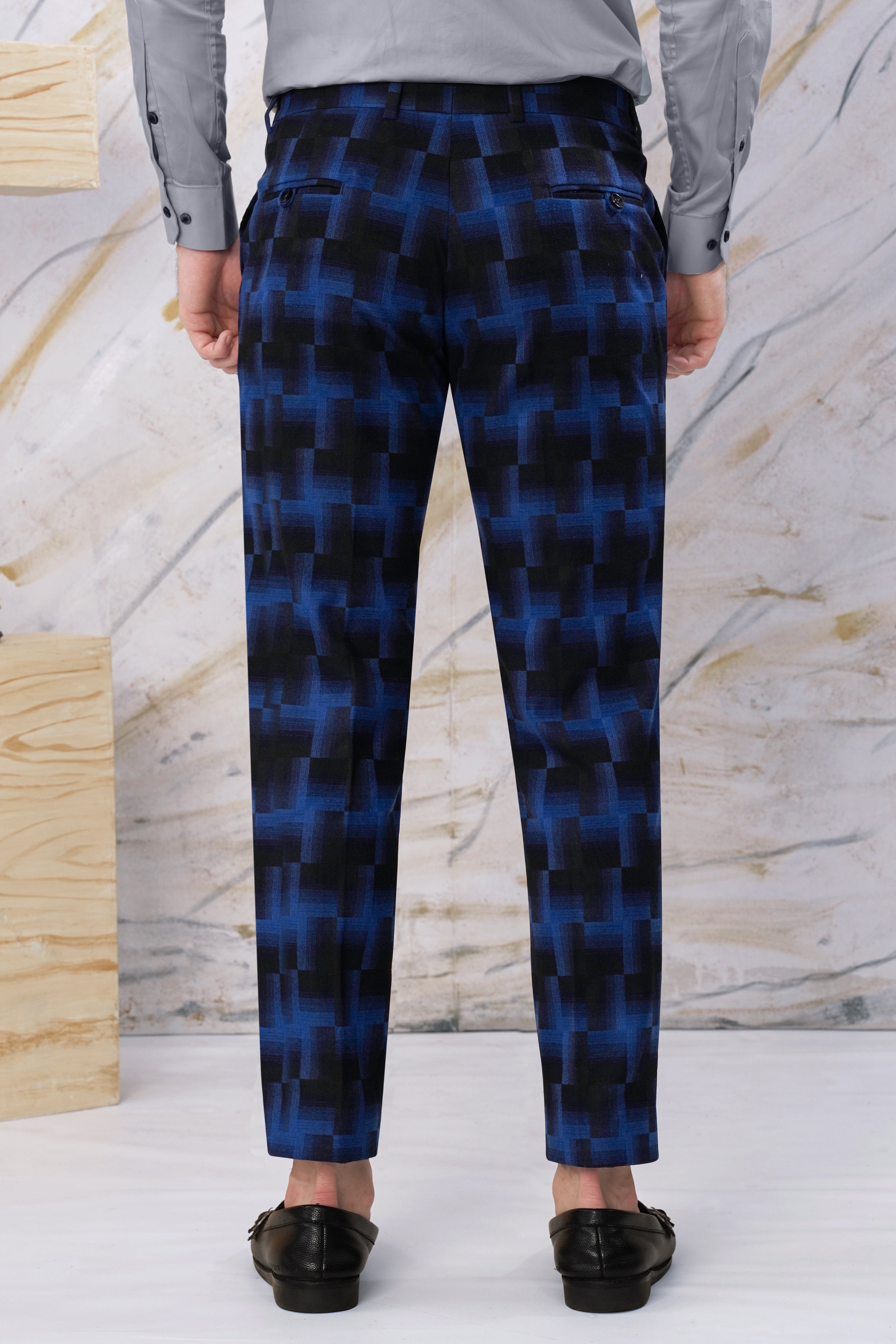 Marine Blue and Black Geometric Pattern Wool Rich Suit ST3097-SB-36, ST3097-SB-38, ST3097-SB-40, ST3097-SB-42, ST3097-SB-44, ST3097-SB-46, ST3097-SB-48, ST3097-SB-50, ST3097-SB-52, ST3097-SB-54, ST3097-SB-56, ST3097-SB-58, ST3097-SB-60