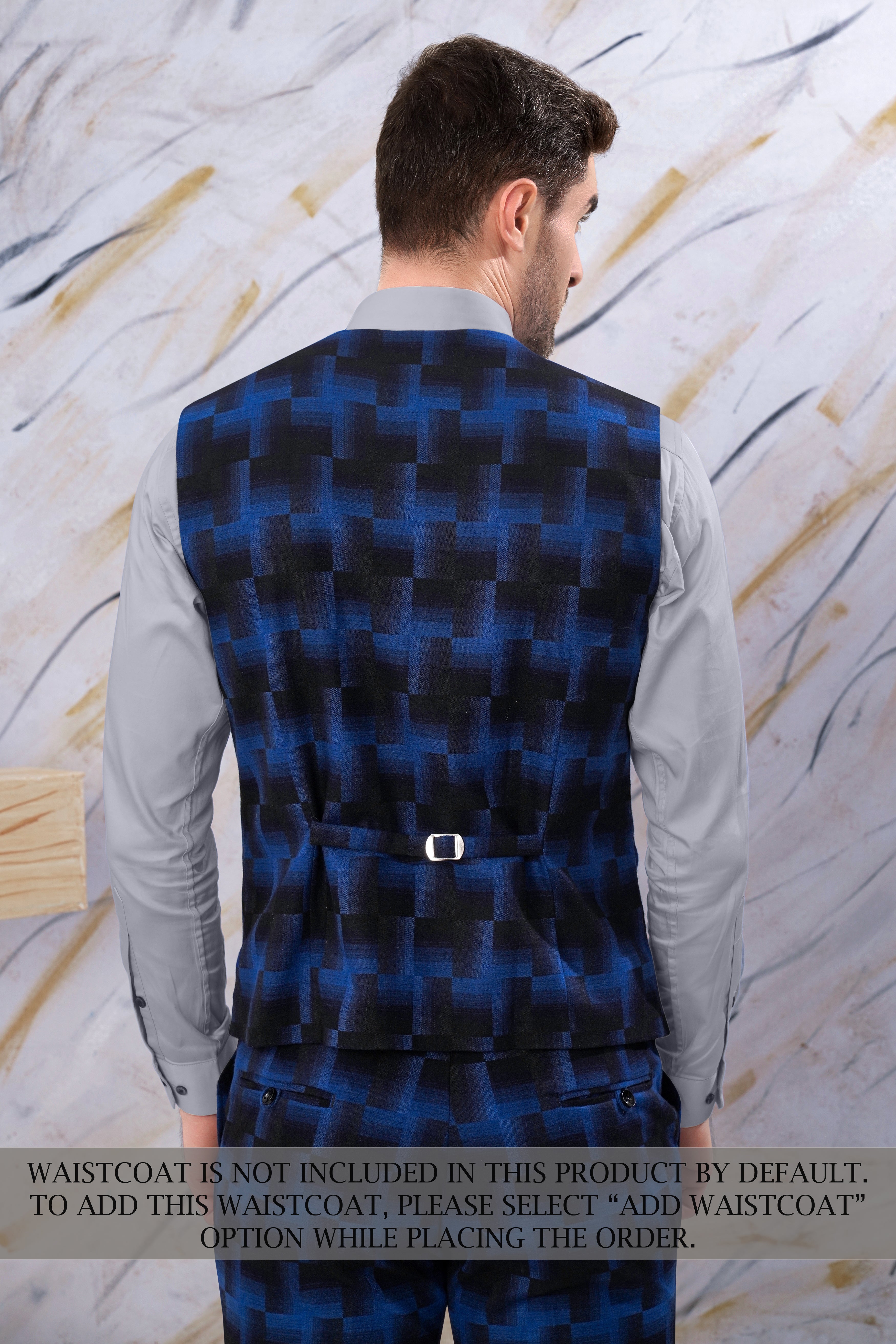 Marine Blue and Black Geometric Pattern Wool Rich Suit ST3097-SB-36, ST3097-SB-38, ST3097-SB-40, ST3097-SB-42, ST3097-SB-44, ST3097-SB-46, ST3097-SB-48, ST3097-SB-50, ST3097-SB-52, ST3097-SB-54, ST3097-SB-56, ST3097-SB-58, ST3097-SB-60