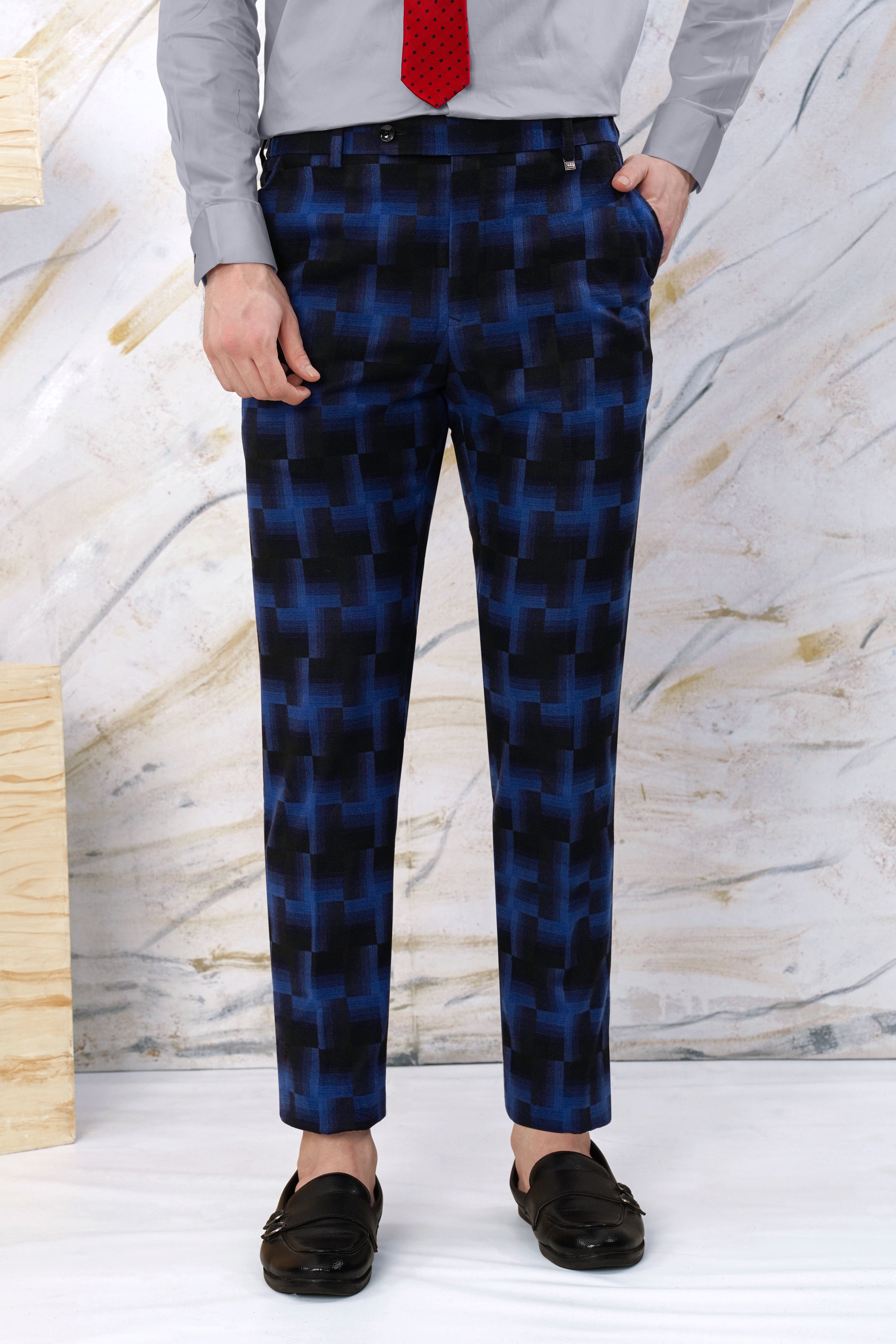Marine Blue and Black Geometric Pattern Wool Rich Suit ST3097-SB-36, ST3097-SB-38, ST3097-SB-40, ST3097-SB-42, ST3097-SB-44, ST3097-SB-46, ST3097-SB-48, ST3097-SB-50, ST3097-SB-52, ST3097-SB-54, ST3097-SB-56, ST3097-SB-58, ST3097-SB-60