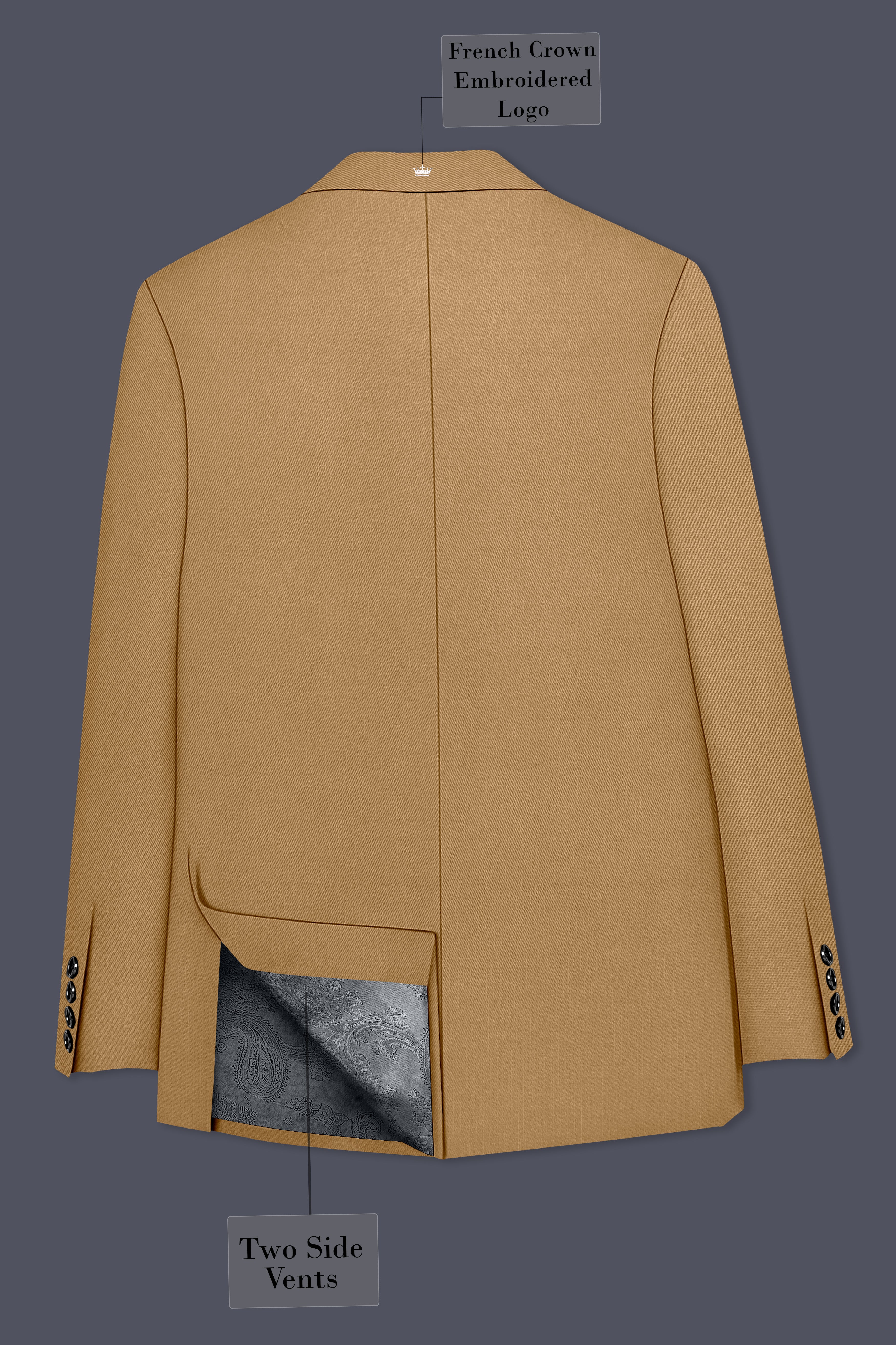 Twine Beige Wool Rich Double Breasted Suit