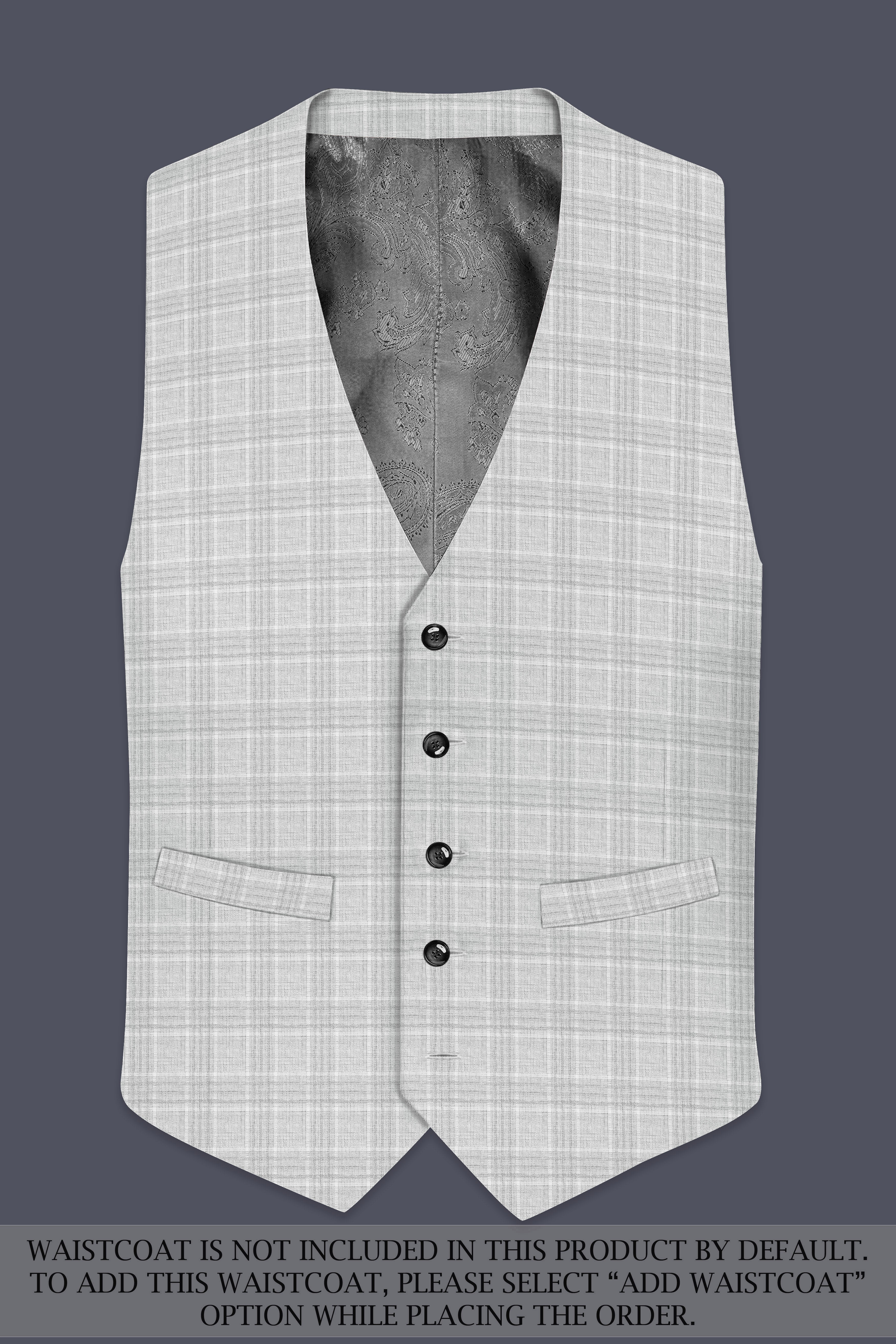 Cloud Gray Plaid Wool Rich Double Breasted Suit