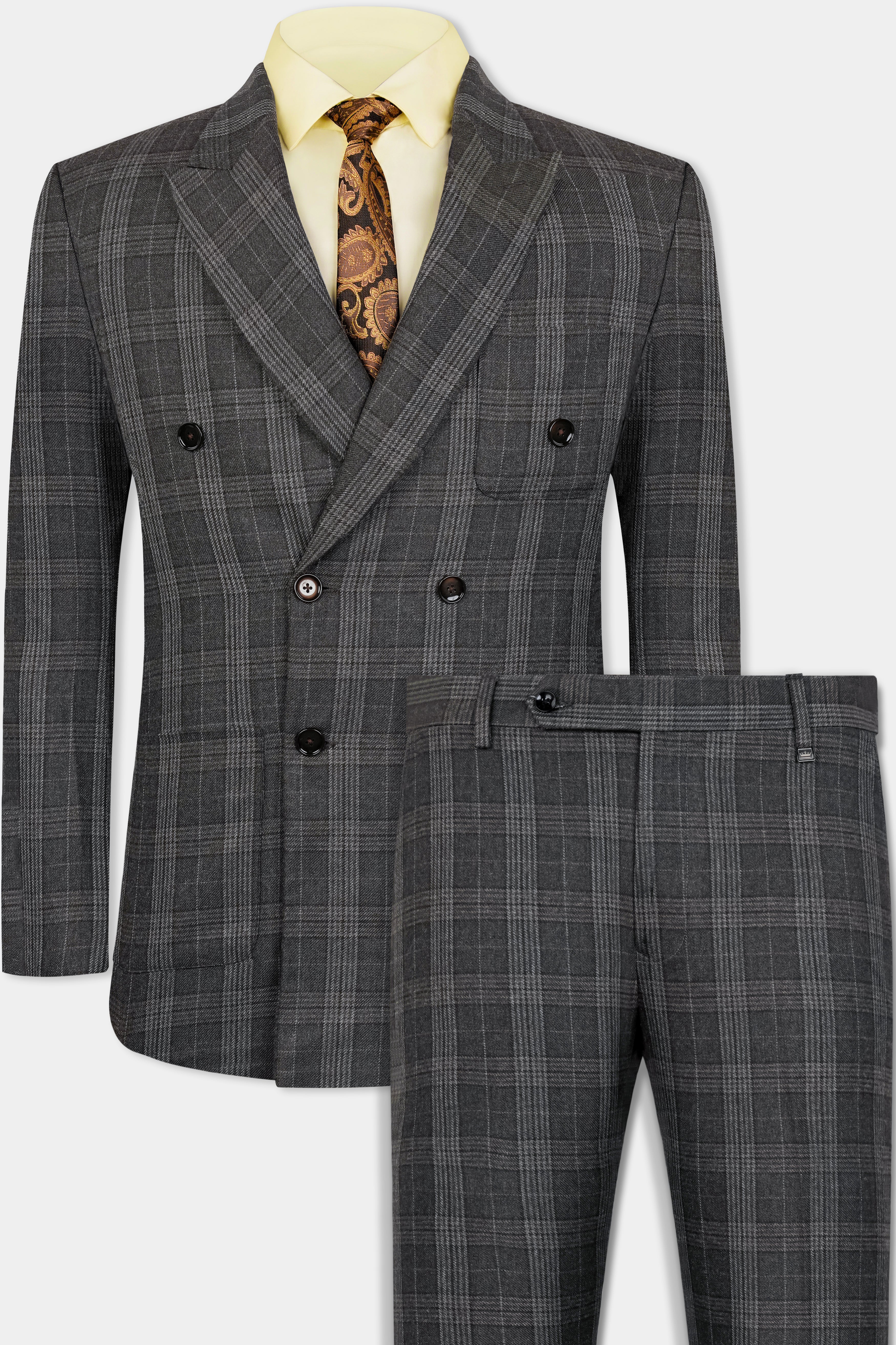 Iridium Gray Plaid Tweed Double Breasted Sports Suit ST3112-DB-PP-36, ST3112-DB-PP-38, ST3112-DB-PP-40, ST3112-DB-PP-42, ST3112-DB-PP-44, ST3112-DB-PP-46, ST3112-DB-PP-48, ST3112-DB-PP-50, ST3112-DB-PP-52, ST3112-DB-PP-54, ST3112-DB-PP-56, ST3112-DB-PP-58, ST3112-DB-PP-60