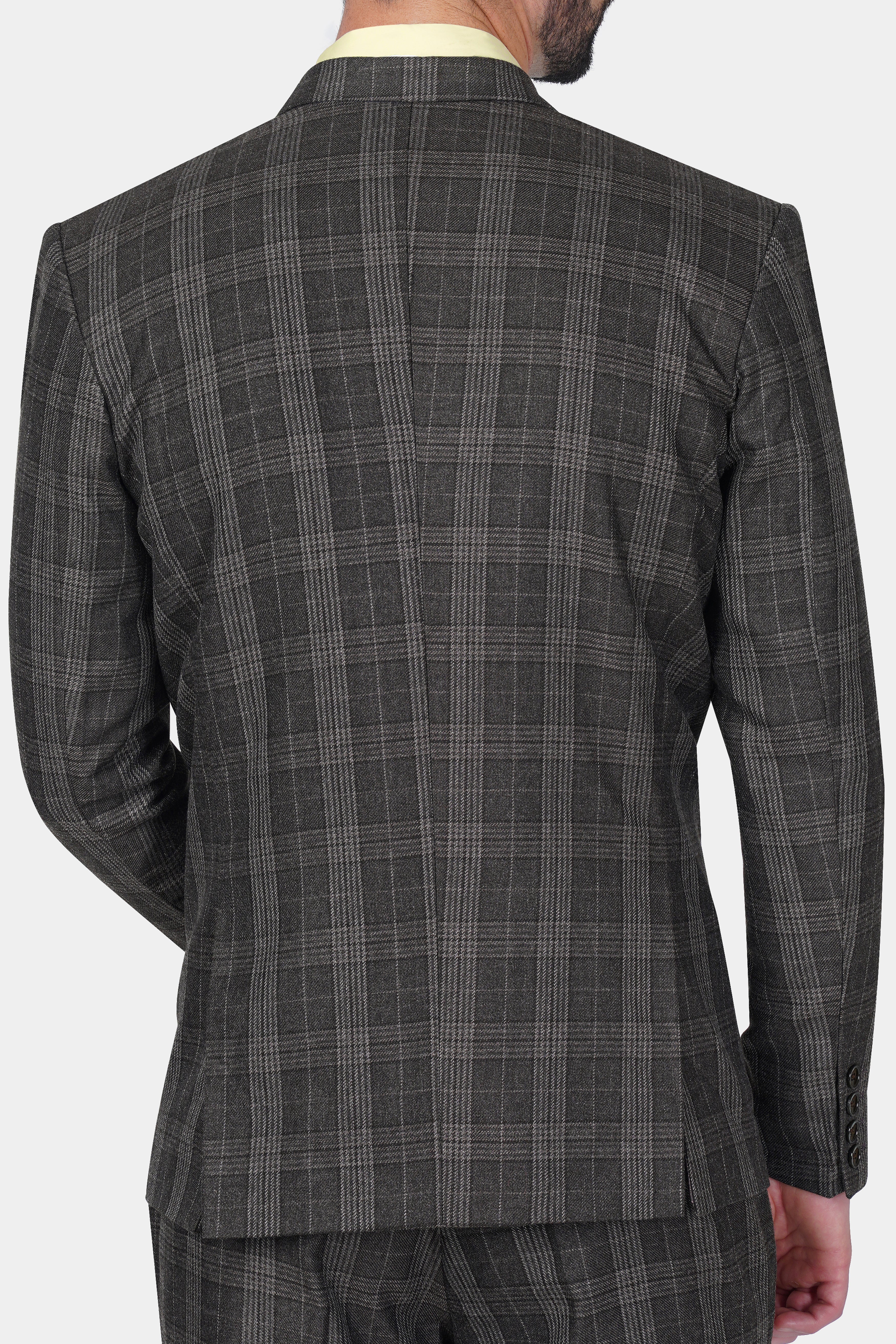 Iridium Gray Plaid Tweed Double Breasted Sports Suit