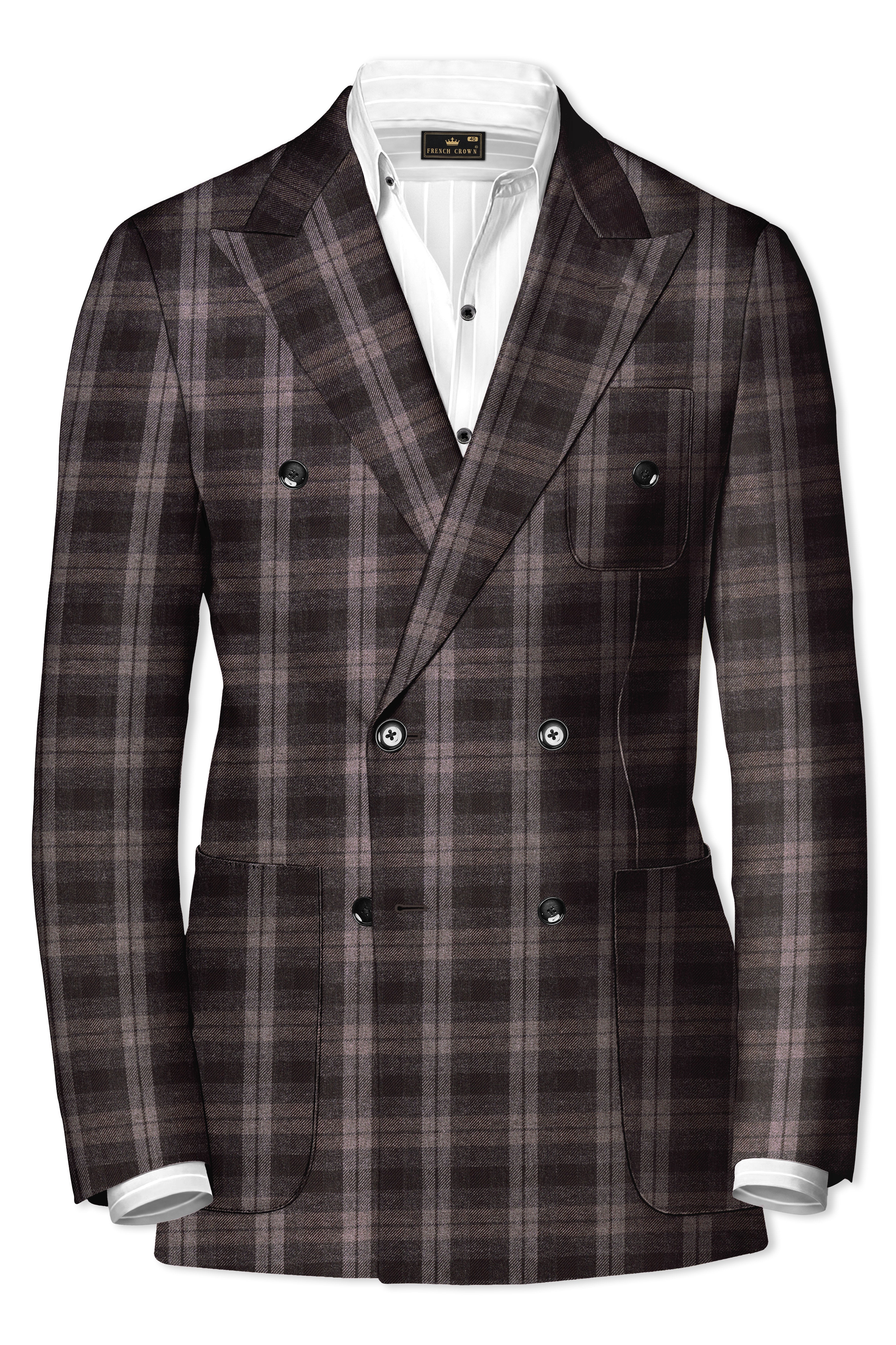 Zeus Black and Concord Gray Plaid Tweed Double Breasted Sports Suit
