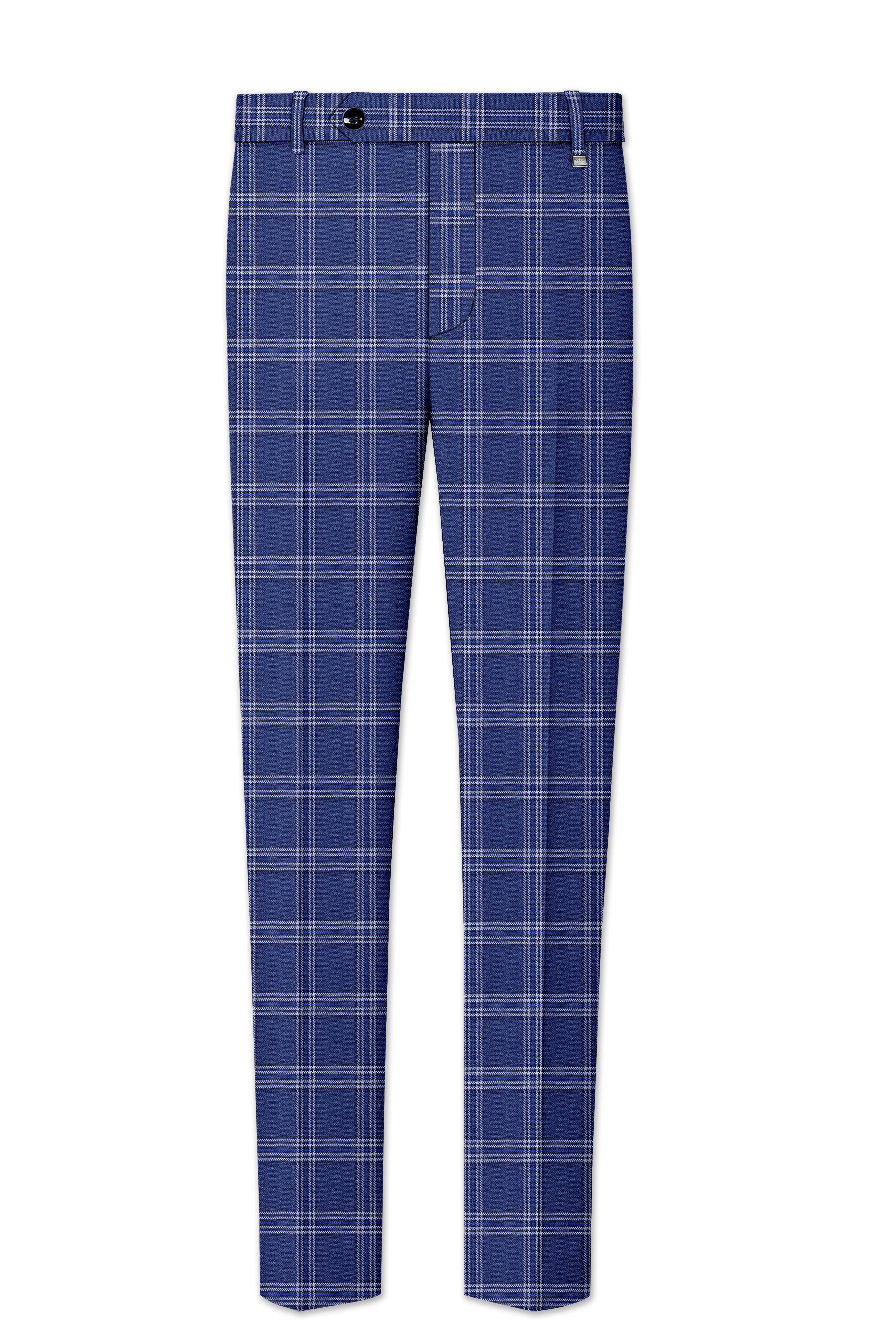 Cloud Blue and White Plaid Tweed Double Breasted Suit