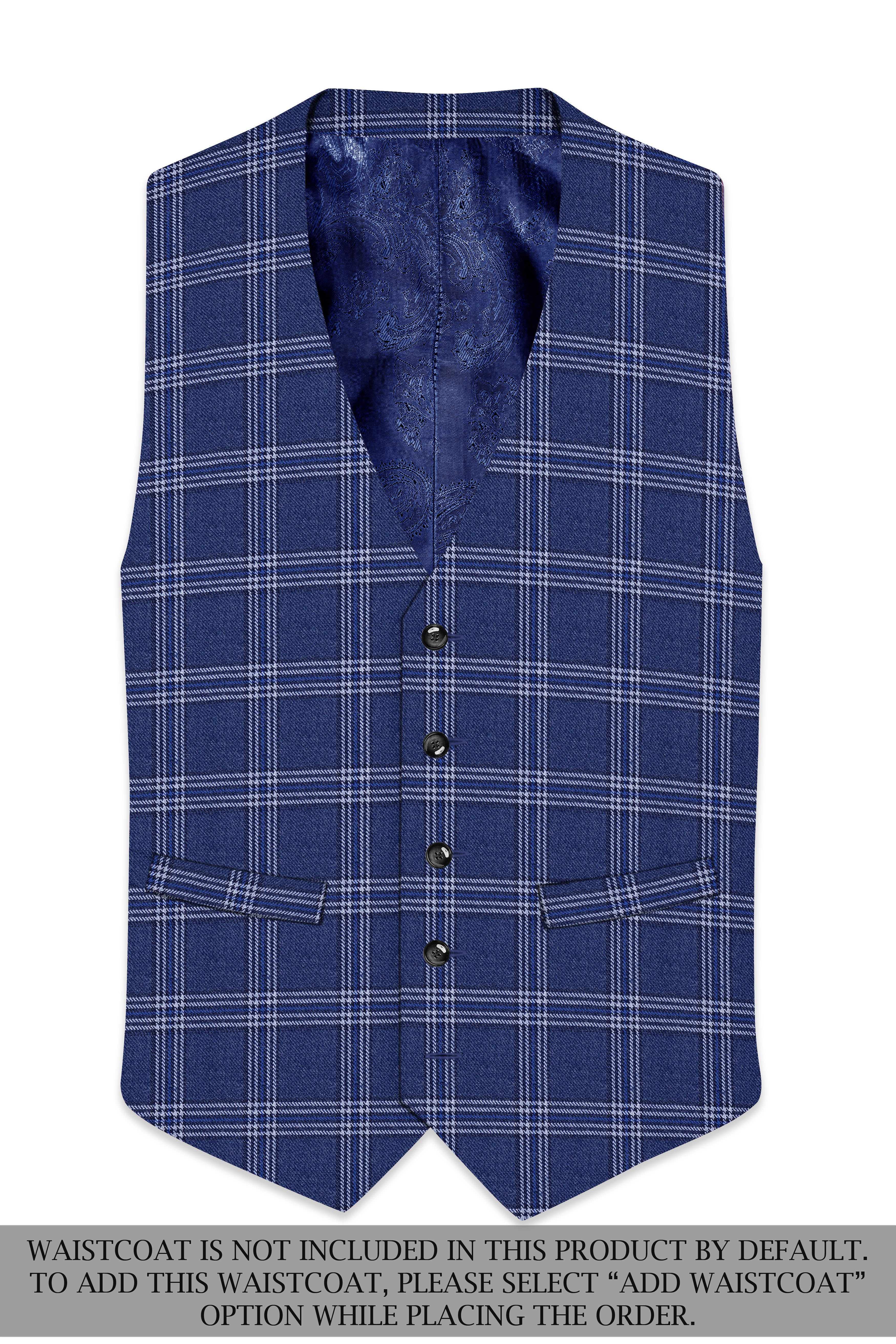 Cloud Blue and White Plaid Tweed Double Breasted Suit