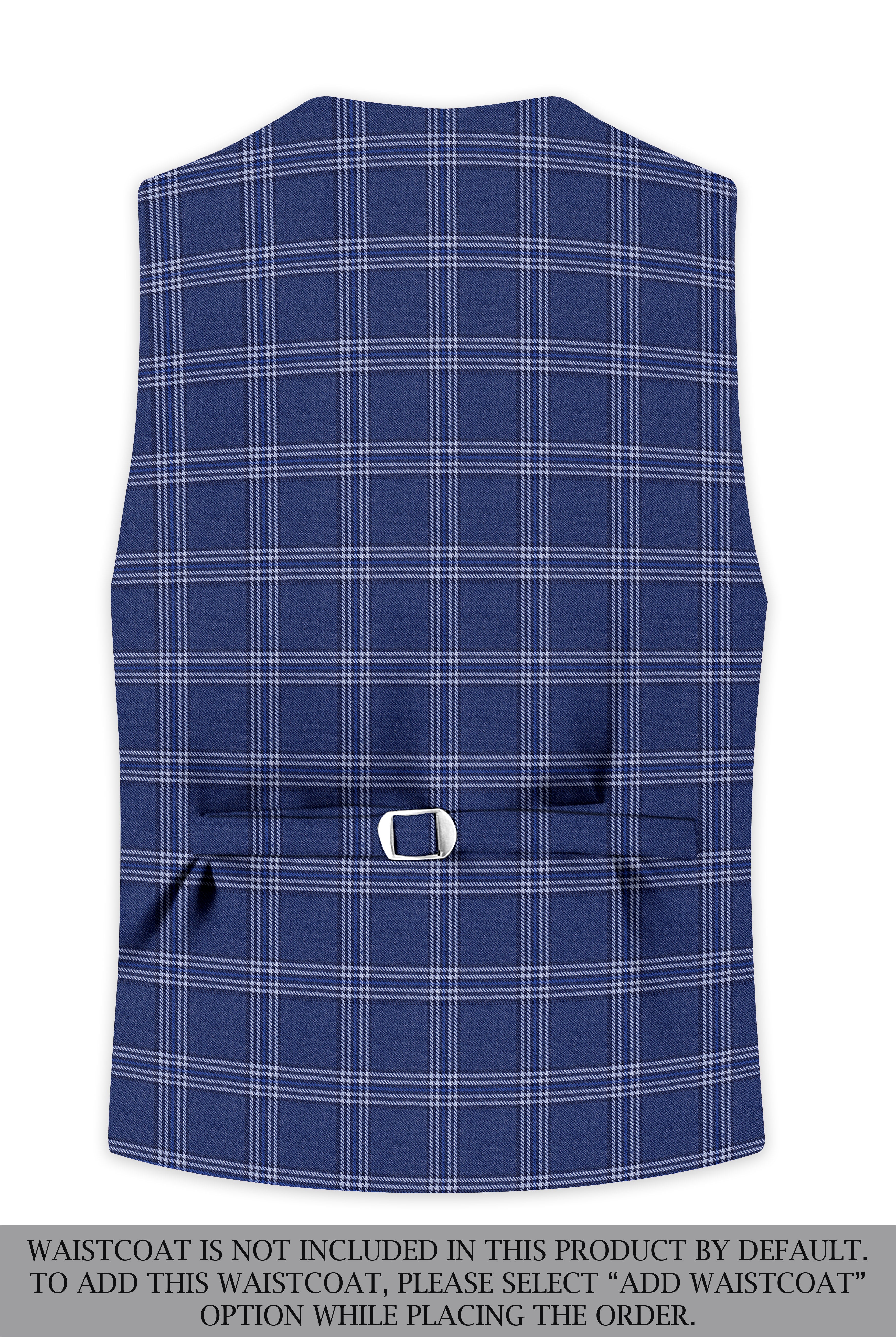 Cloud Blue and White Plaid Tweed Double Breasted Suit