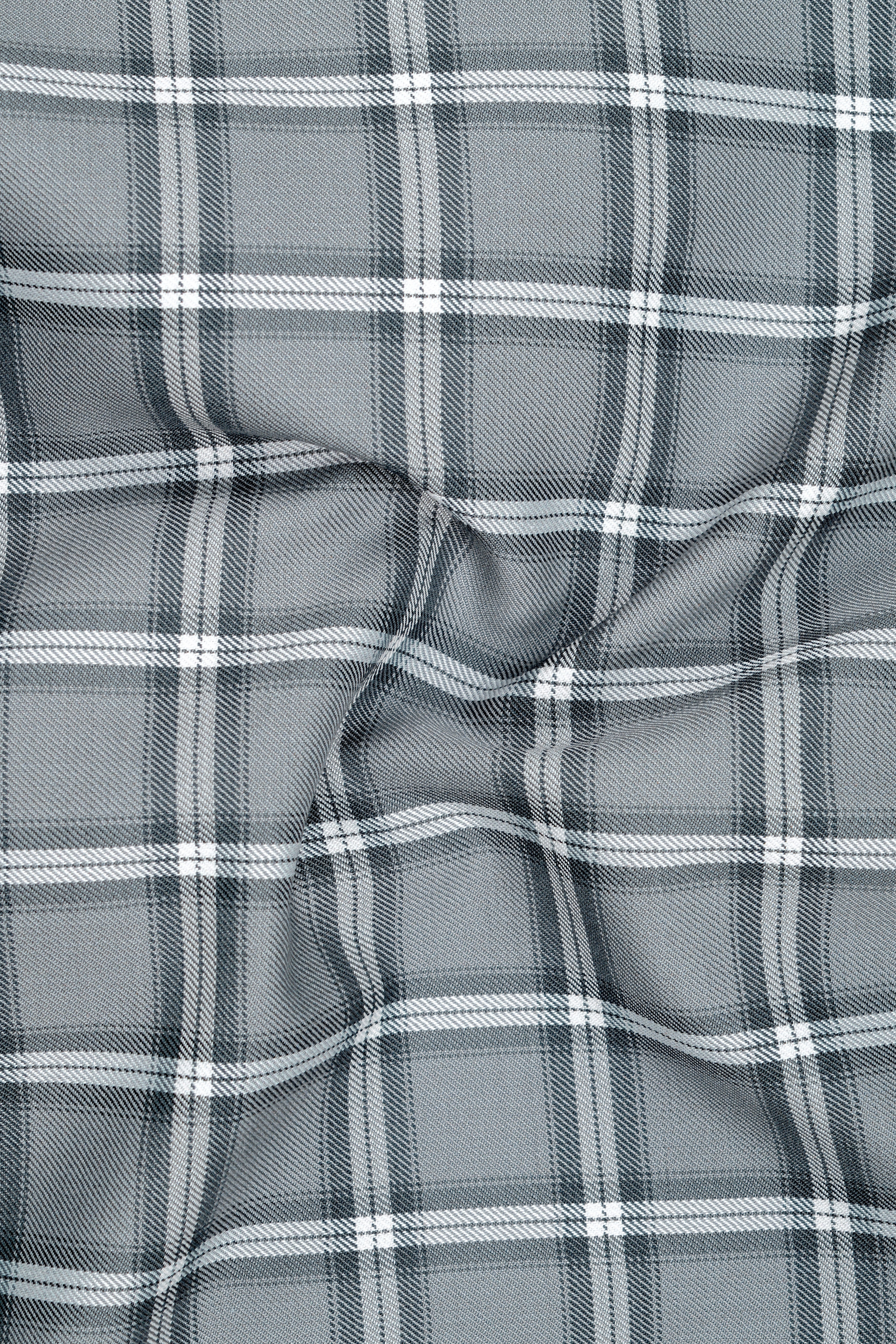 Pewter Gray and White Windowpane Wool Rich Suit