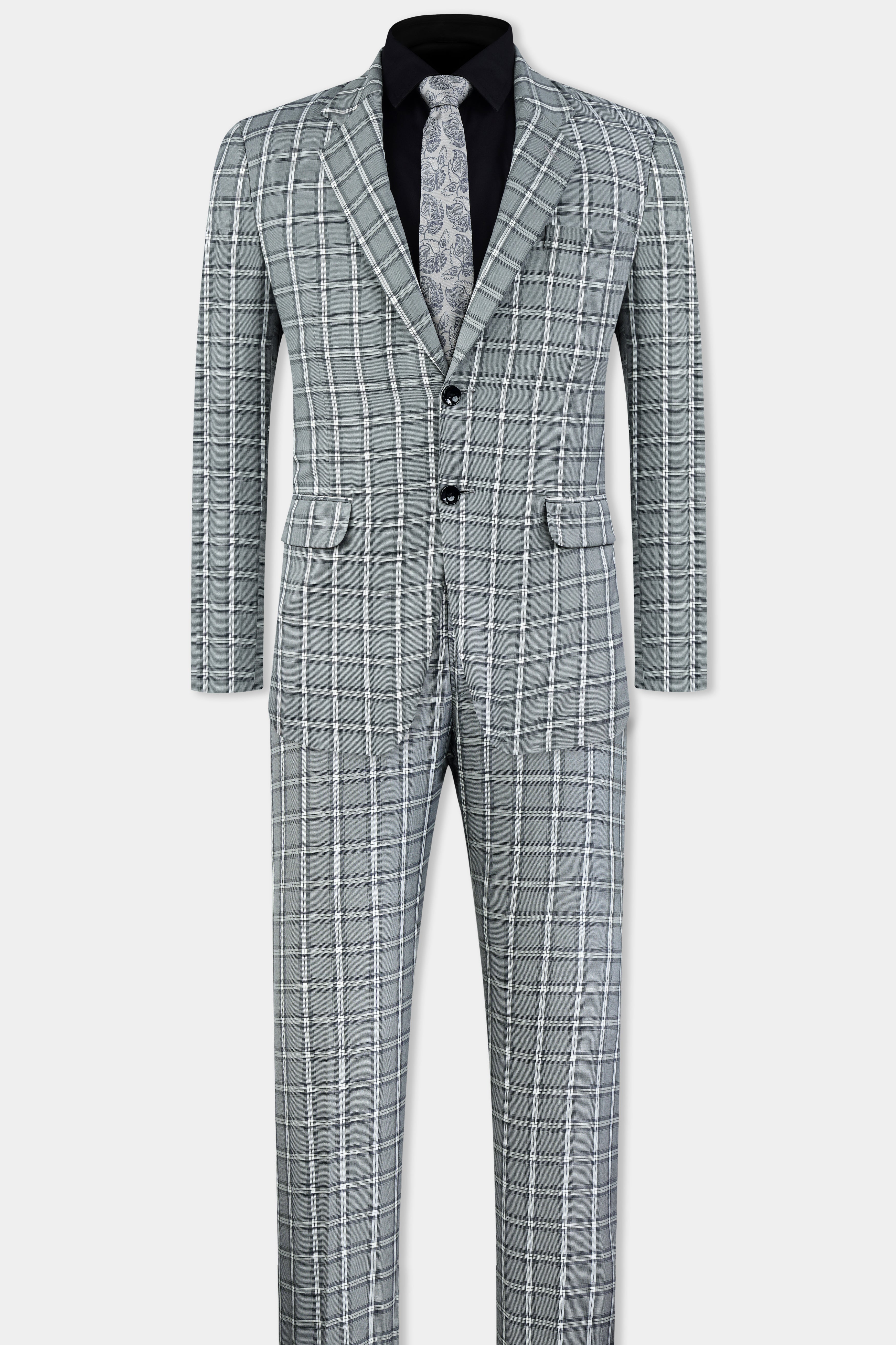 Pewter Gray and White Windowpane Wool Rich Suit ST3134-SB-36, ST3134-SB-38, ST3134-SB-40, ST3134-SB-42, ST3134-SB-44, ST3134-SB-46, ST3134-SB-48, ST3134-SB-50, ST3134-SB-52, ST3134-SB-54, ST3134-SB-56, ST3134-SB-58, ST3134-SB-60