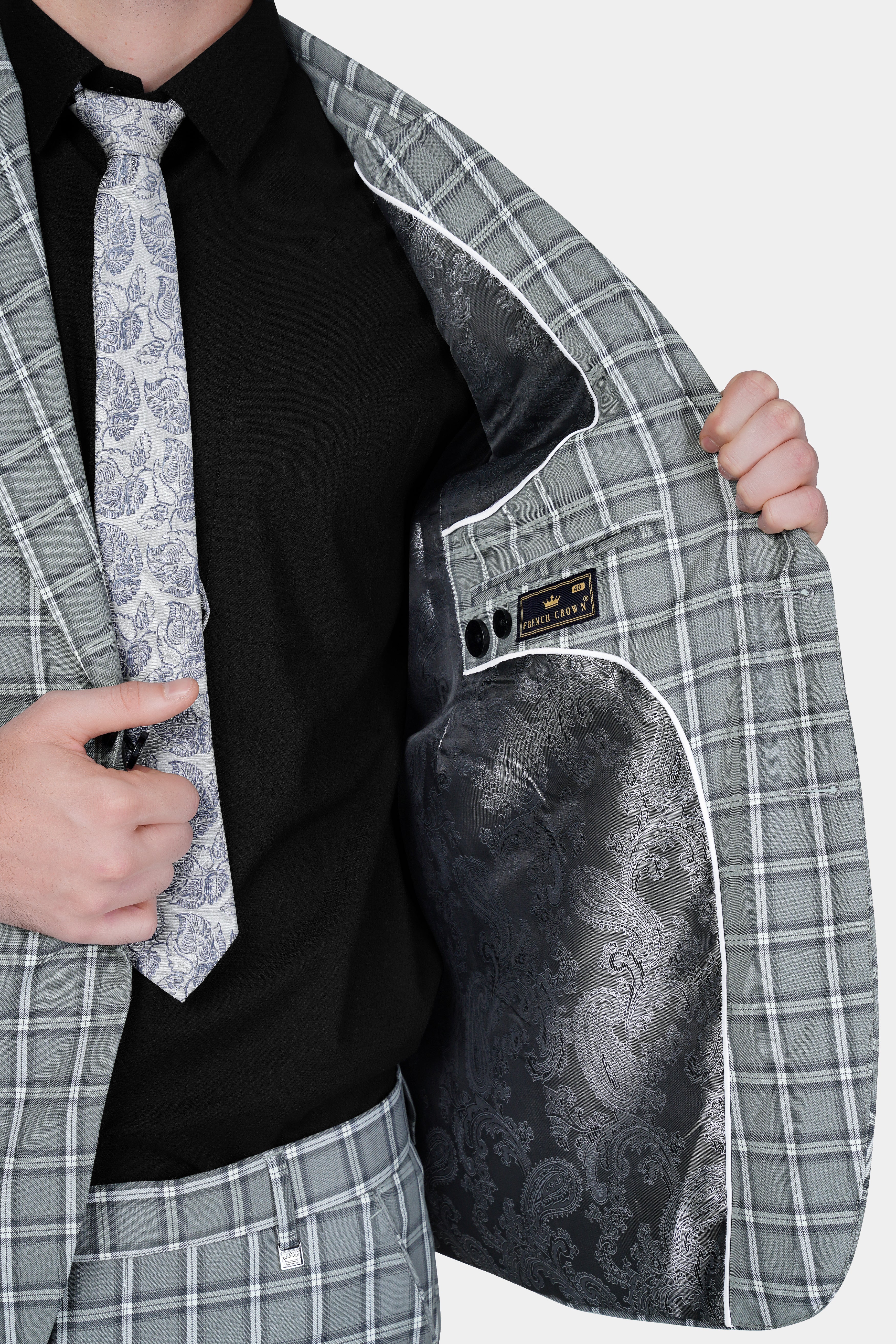 Pewter Gray and White Windowpane Wool Rich Suit ST3134-SB-36, ST3134-SB-38, ST3134-SB-40, ST3134-SB-42, ST3134-SB-44, ST3134-SB-46, ST3134-SB-48, ST3134-SB-50, ST3134-SB-52, ST3134-SB-54, ST3134-SB-56, ST3134-SB-58, ST3134-SB-60