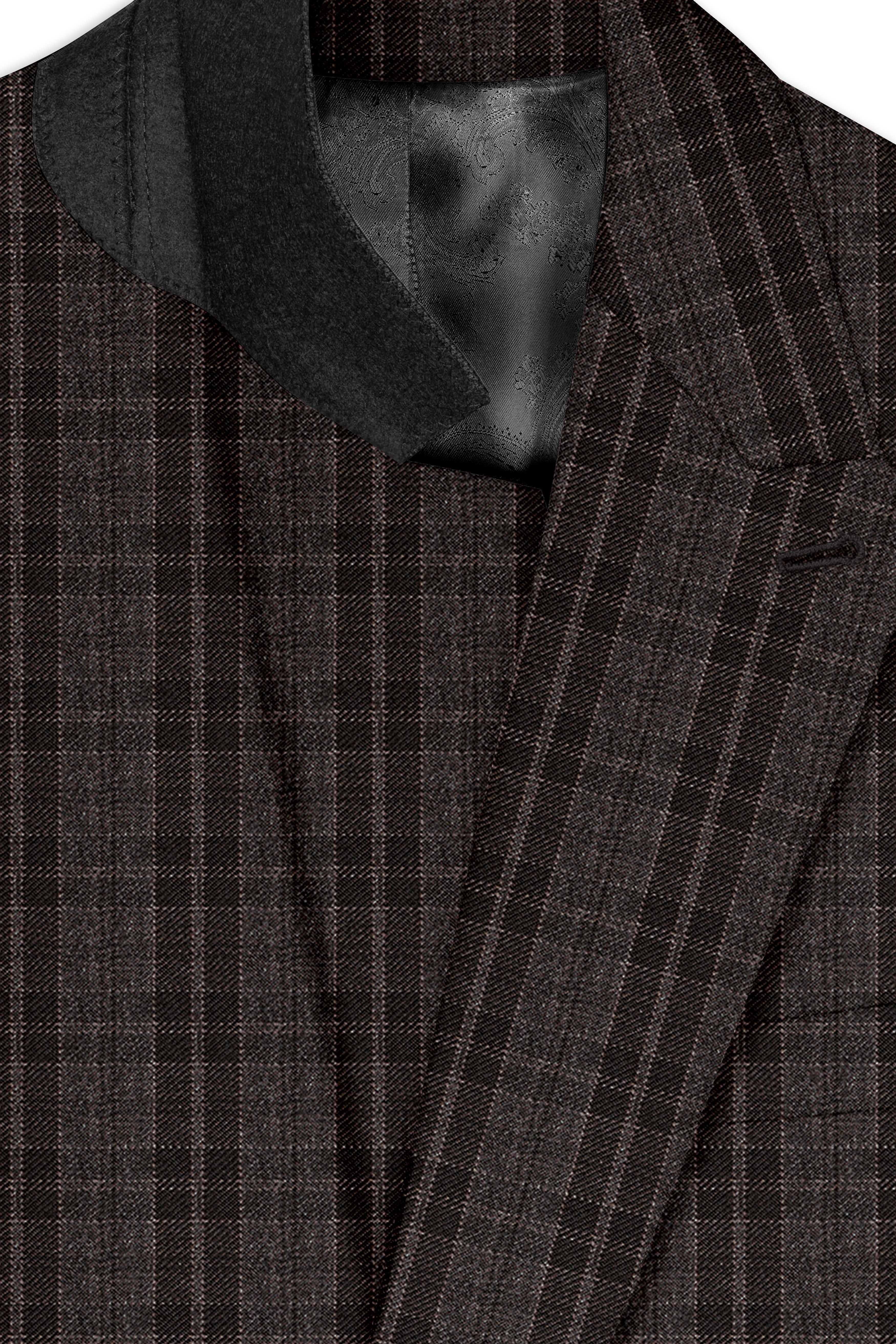 Thunder Brown Plaid Tweed Double Breasted Suit